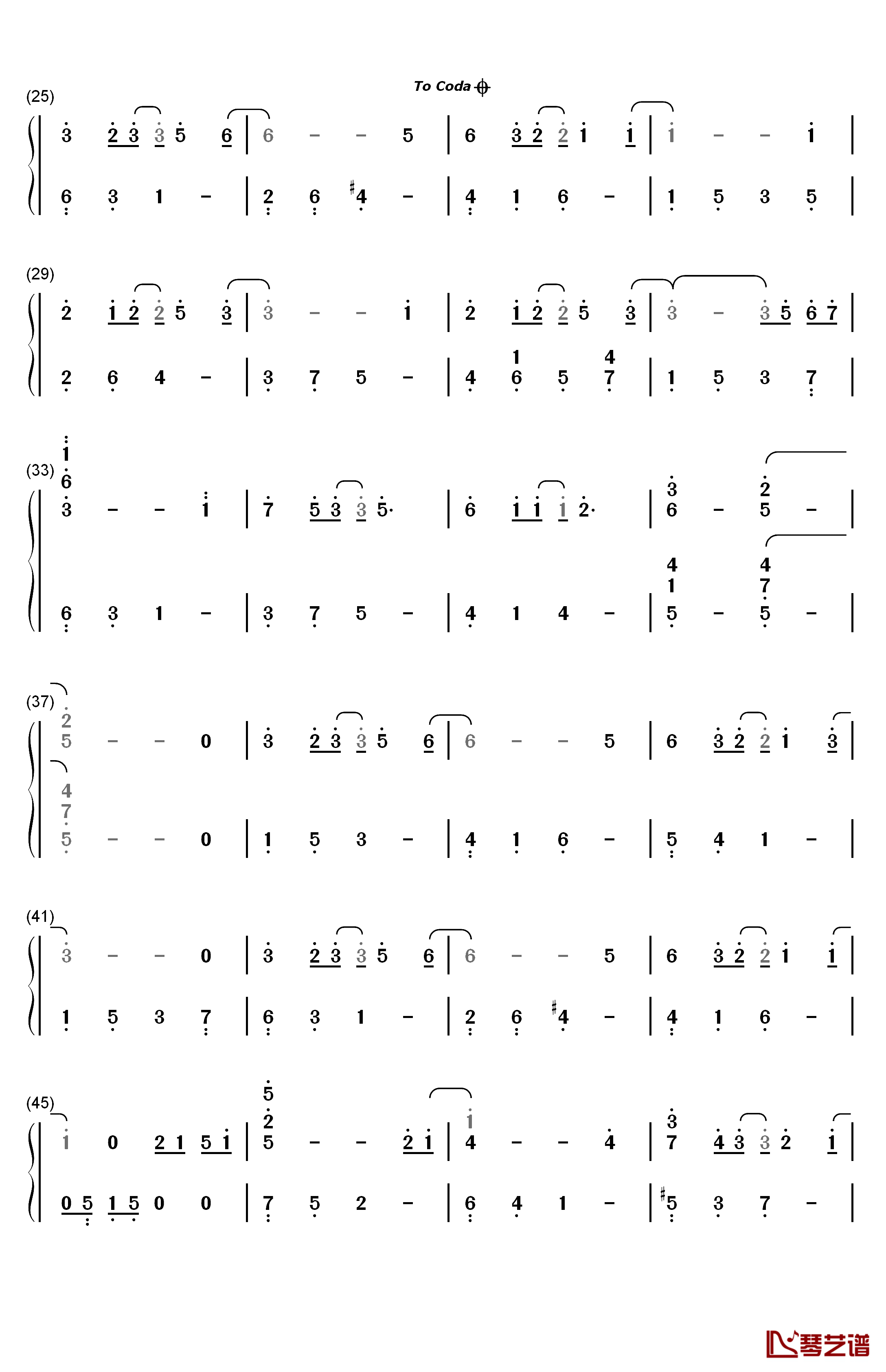 回忆钢琴简谱-数字双手-西村由纪江2