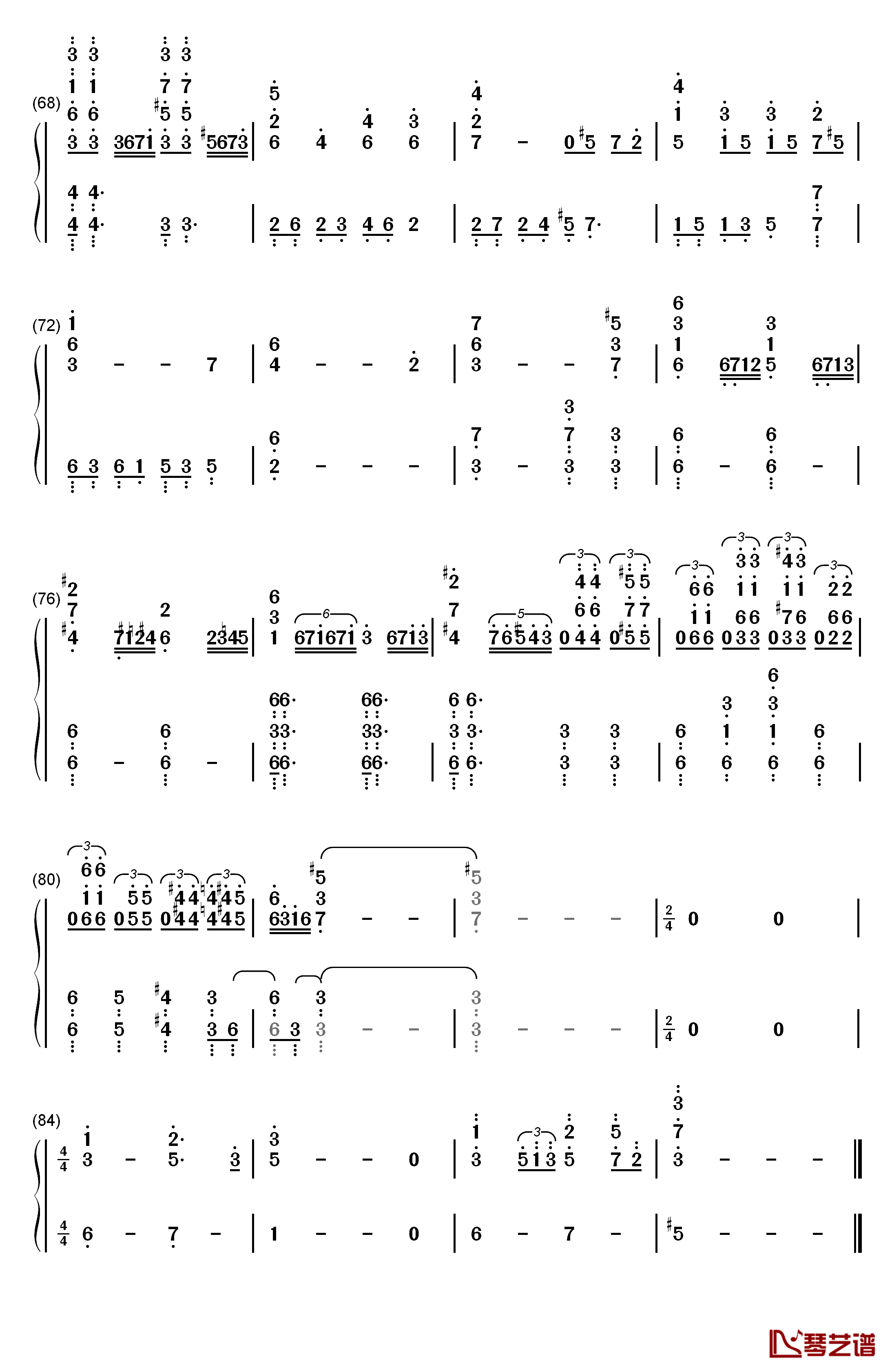 ピアノ协奏曲第1番“蝎火” 钢琴简谱-数字双手-wac5