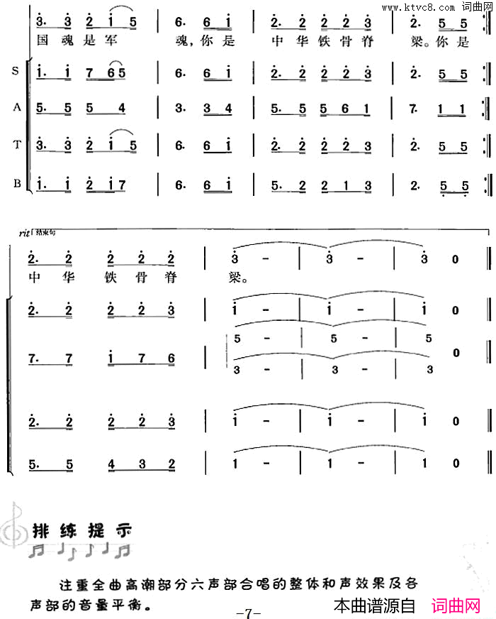 热血颂冯晓阳编合唱简谱1