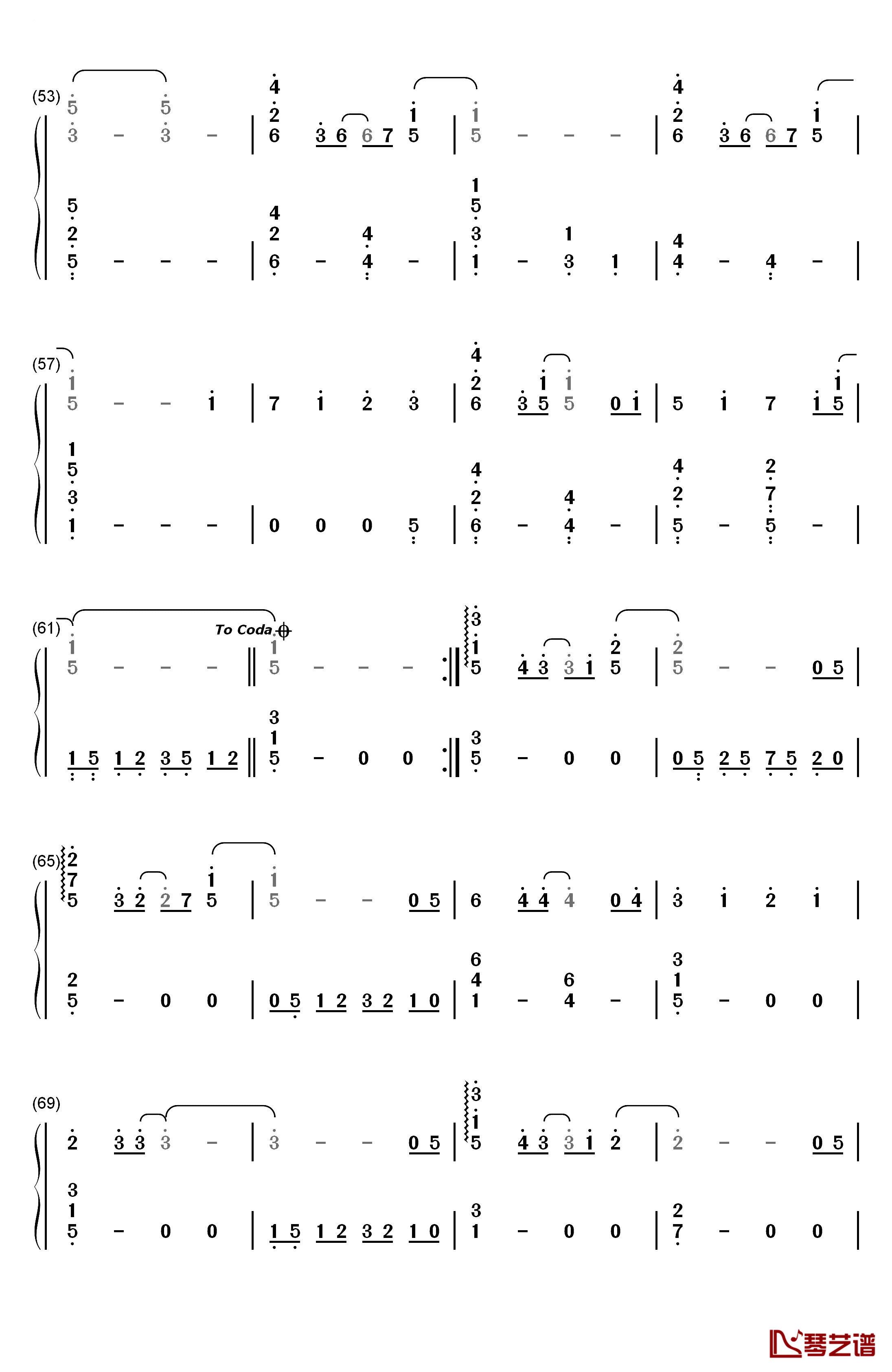 ガーネット钢琴简谱-数字双手-奥华子4