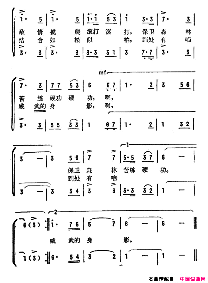 森林民兵简谱1