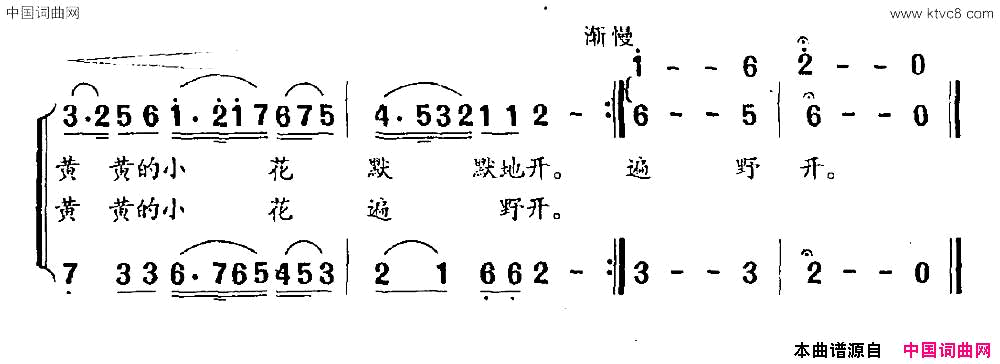 苦苦菜歌舞诗剧《黄河水长流》选曲简谱1