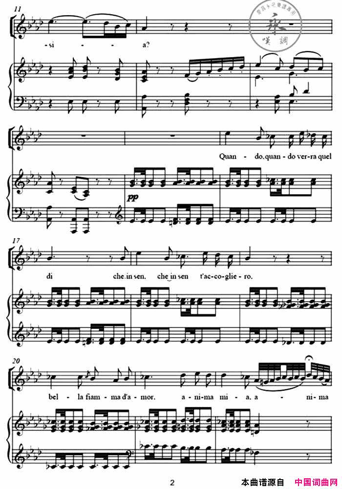 [意]炽热的心愿简谱-廖昌永演唱-作曲：贝利尼词曲1