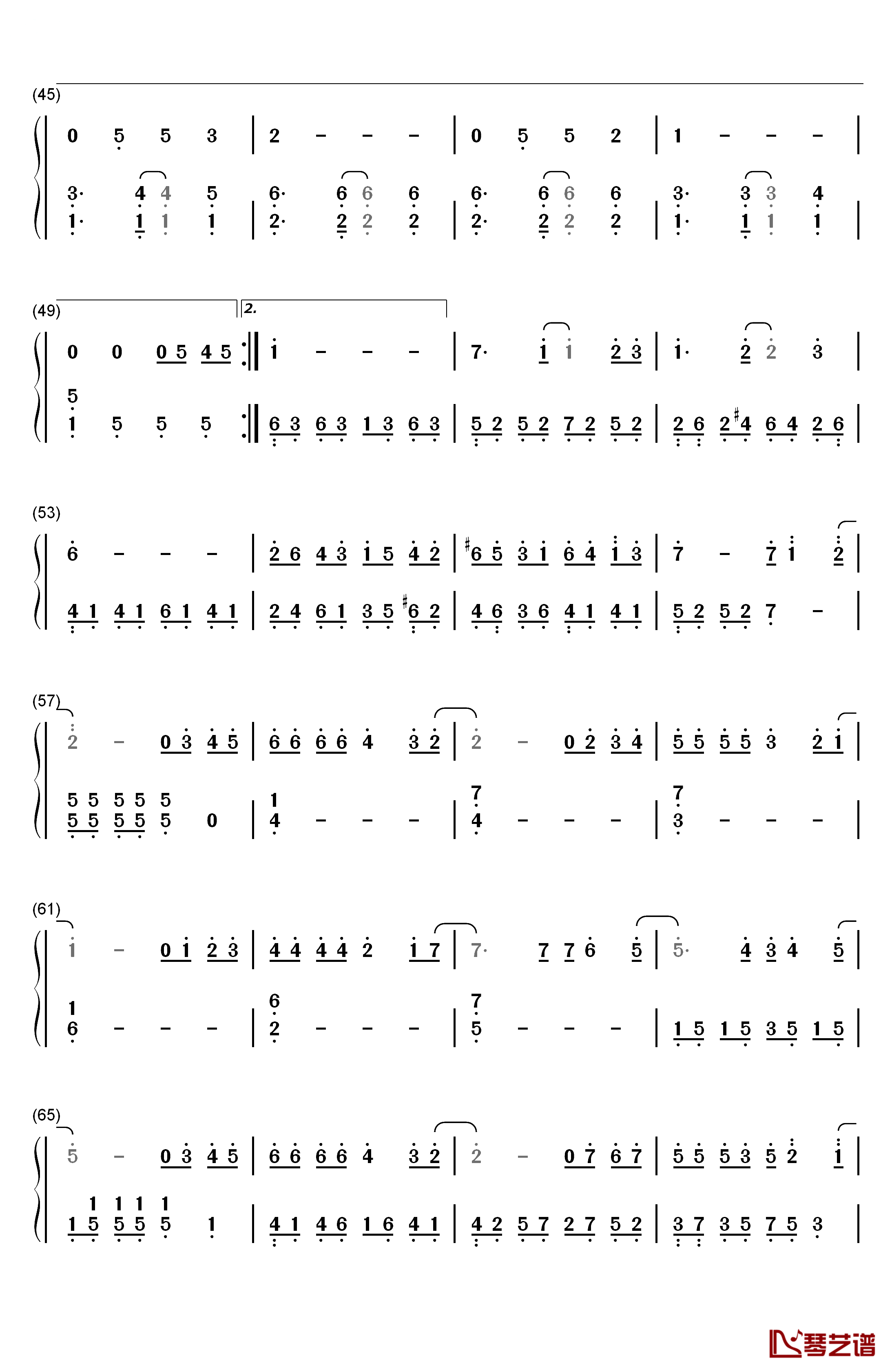 什么歌钢琴简谱-数字双手-五月天3