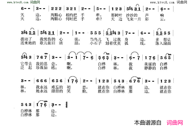 白桦林之恋简谱-胡贵春曲谱1