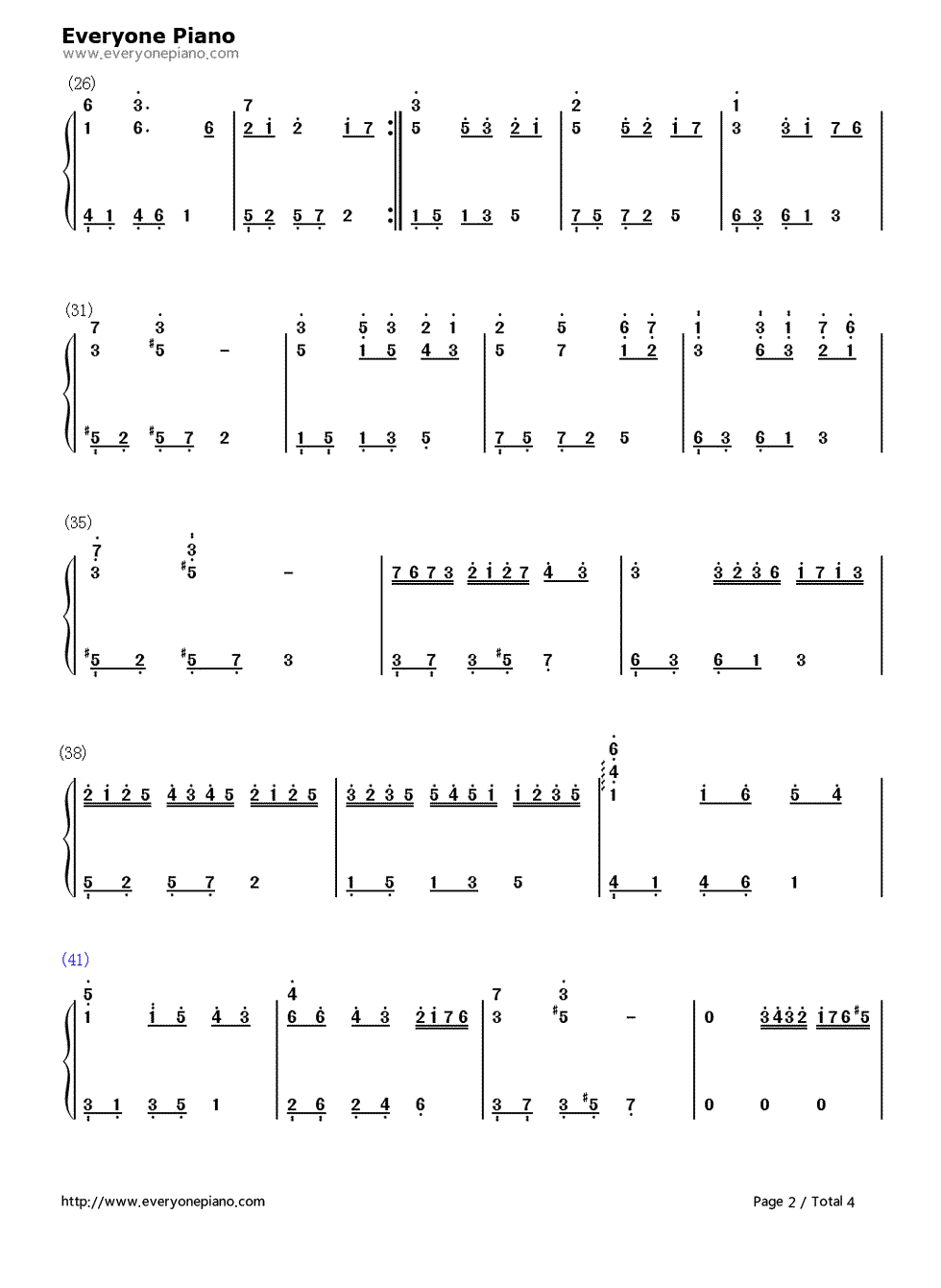 追梦人钢琴简谱-数字双手-神秘园2