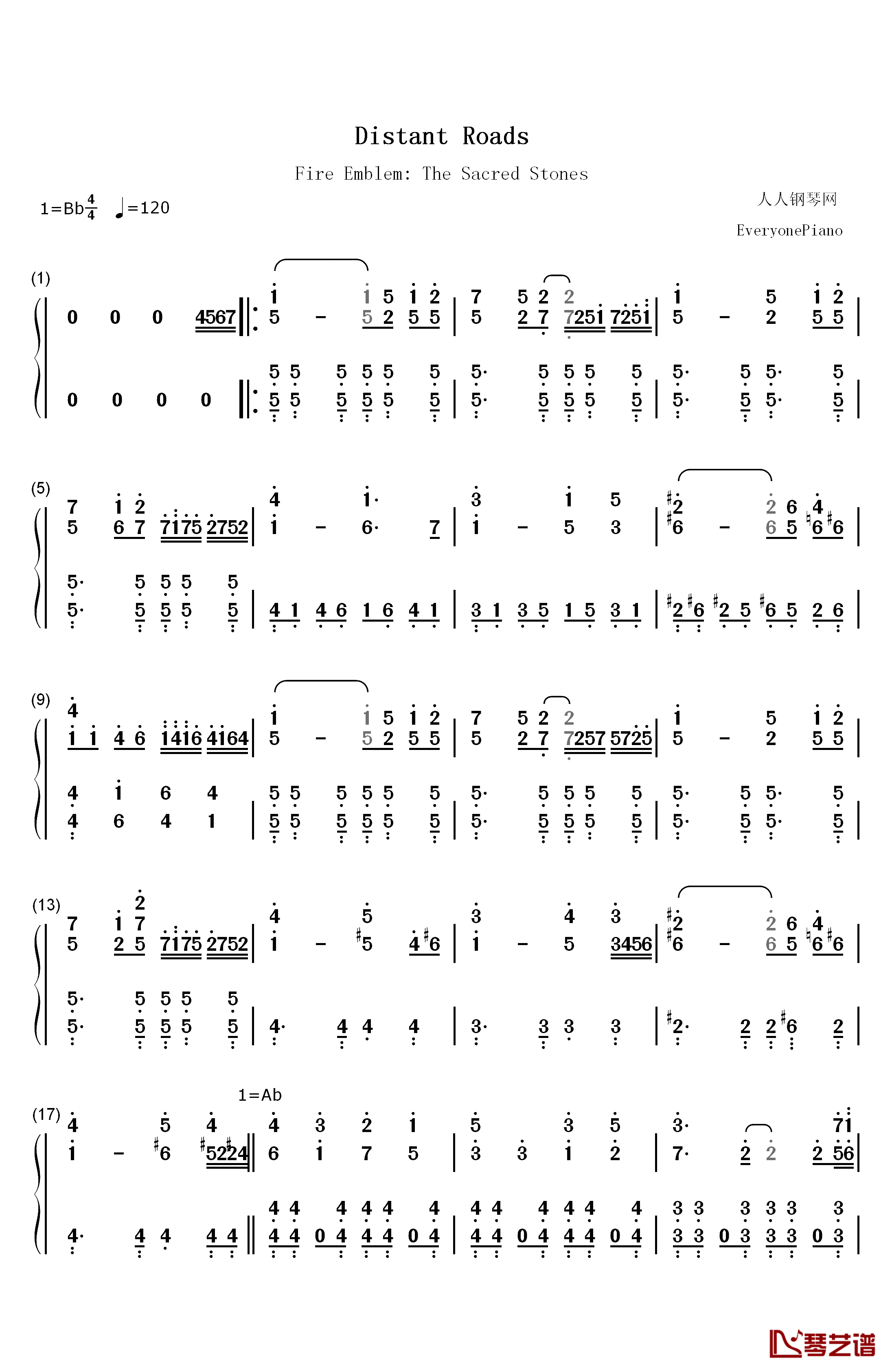 Distant Roads钢琴简谱-数字双手-辻横由佳1