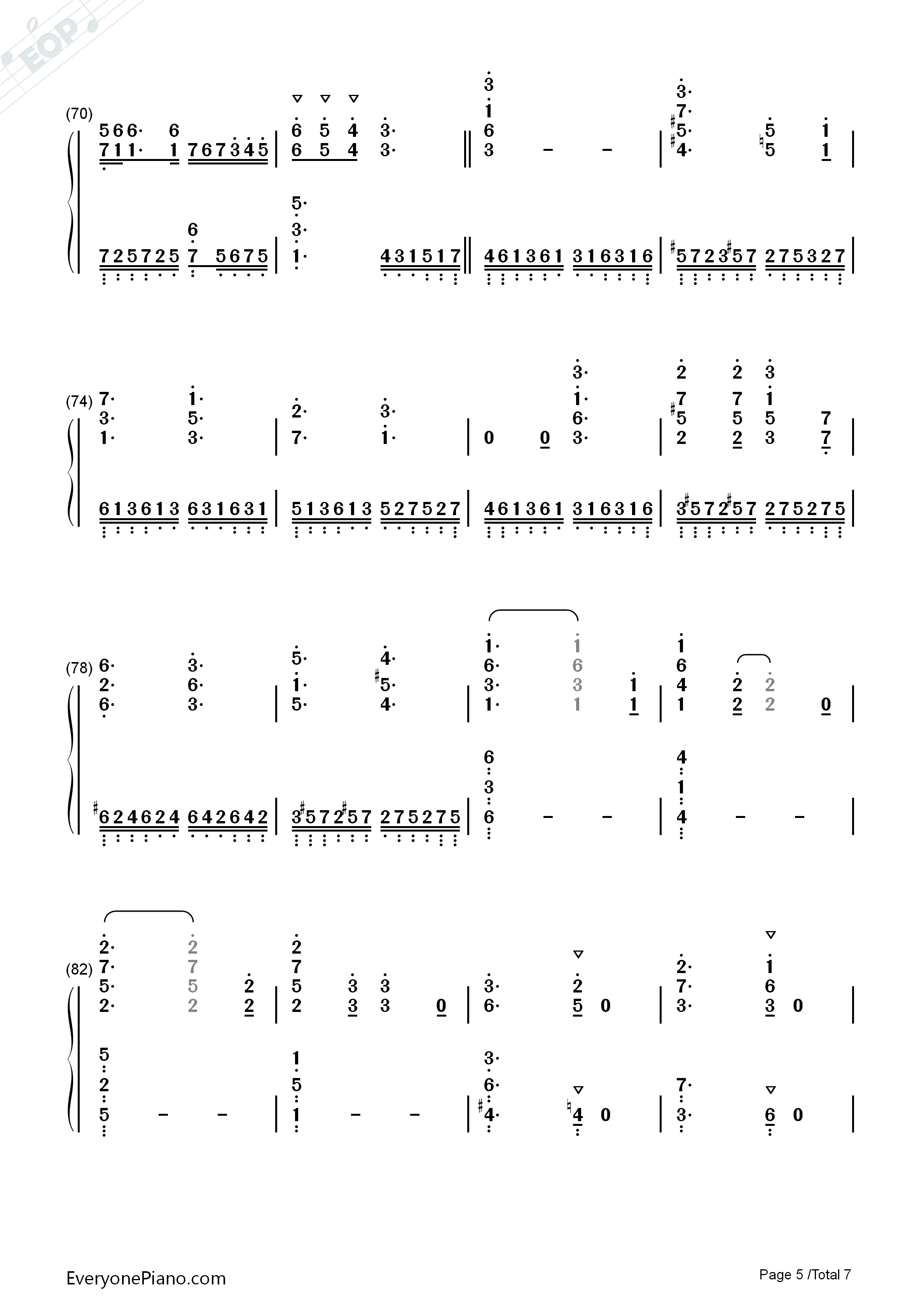 Here钢琴简谱-JUNNA演唱5