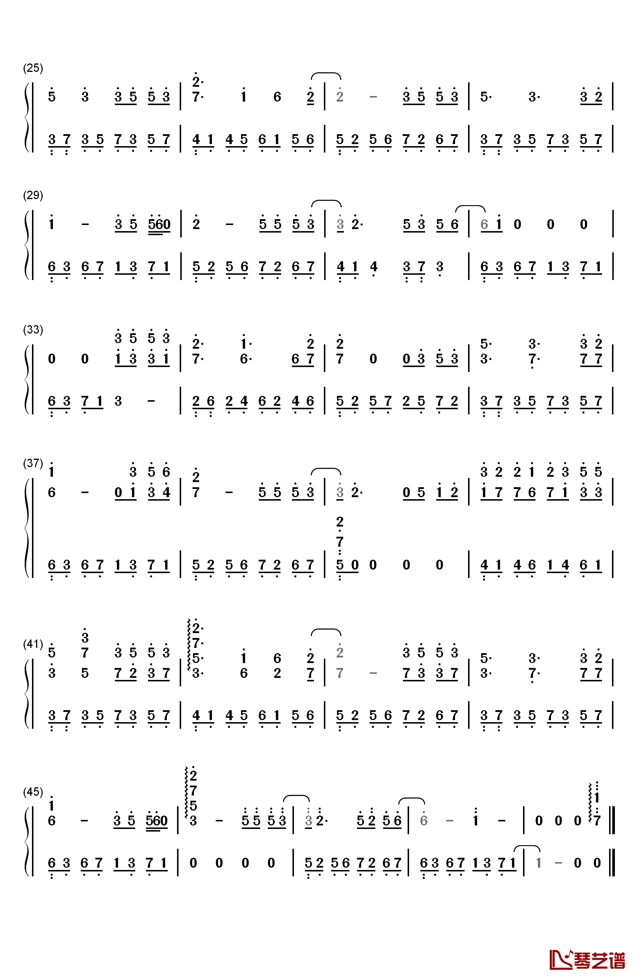 故梦钢琴简谱-数字双手-双笙2