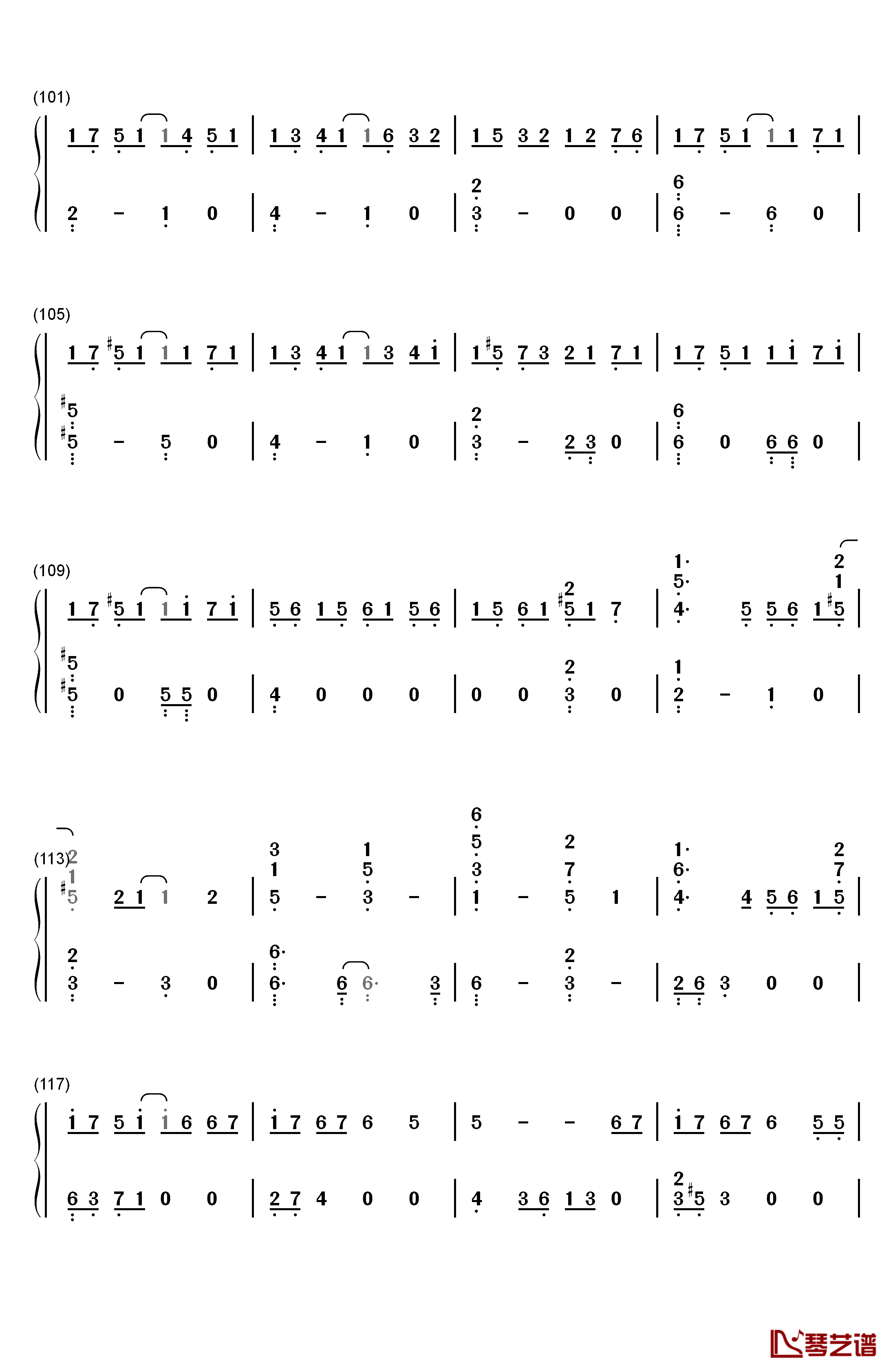 人鱼的眼泪钢琴简谱-数字双手-EXO6