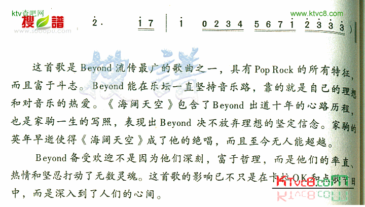 海阔天空简谱1