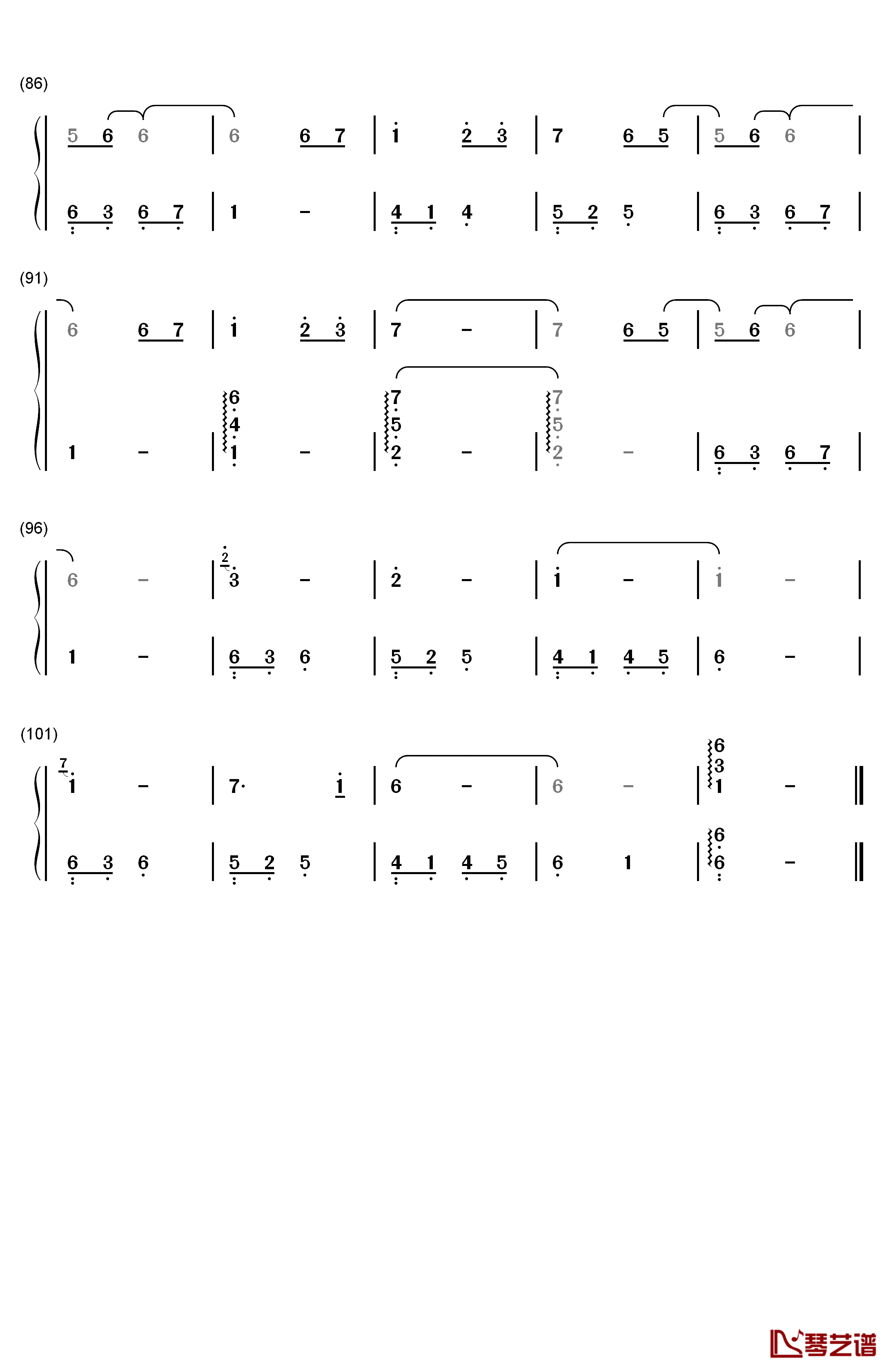 恋人心钢琴简谱-数字双手-魏新雨4