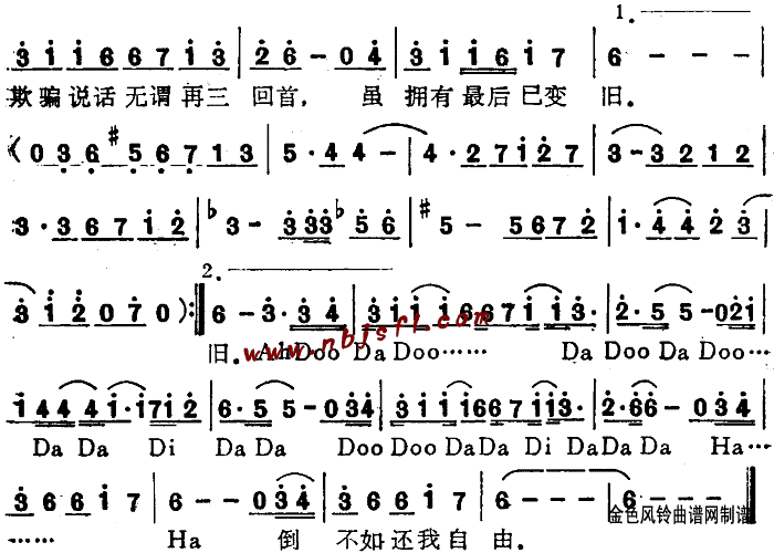 回首粤语简谱-李克勤演唱1