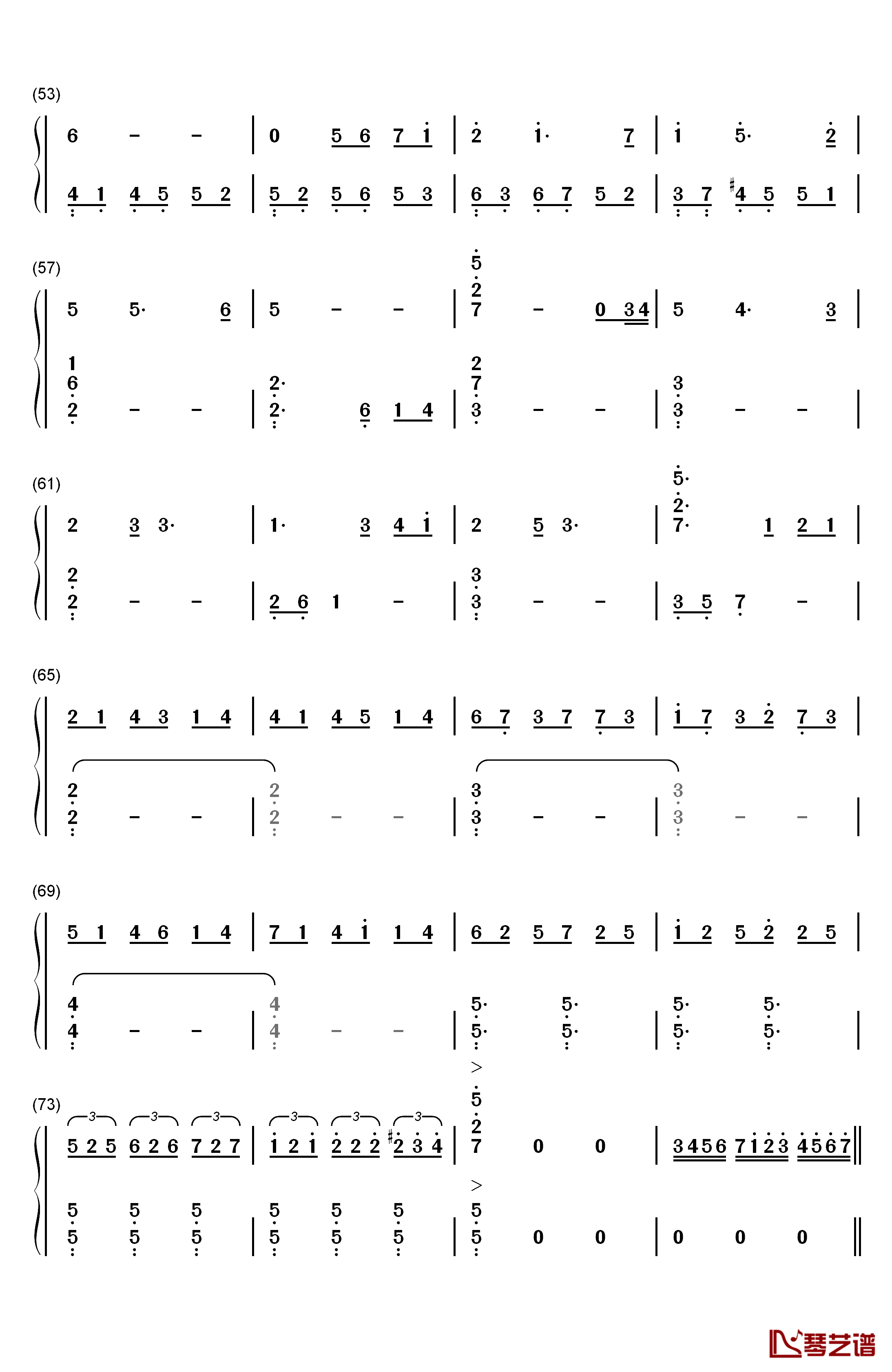 久远钢琴简谱-数字双手-关户刚3