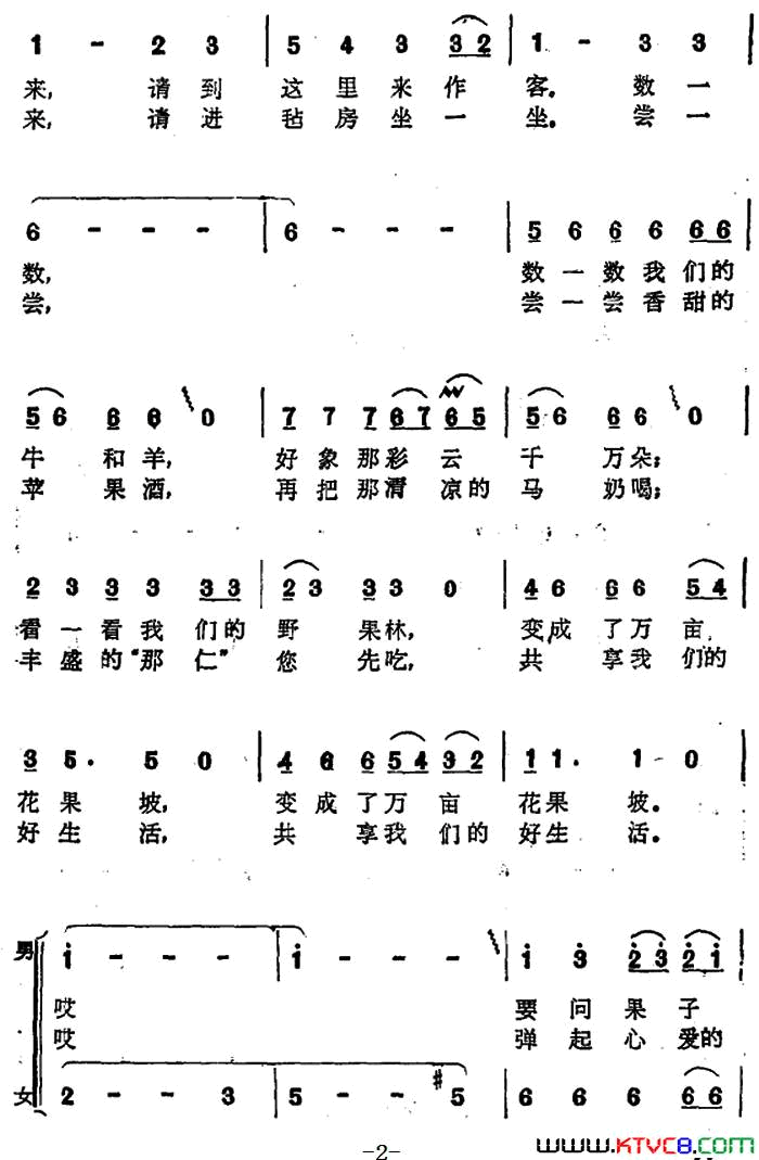 请到这里来作客男女声二重唱请到这里来作客 男女声二重唱简谱1