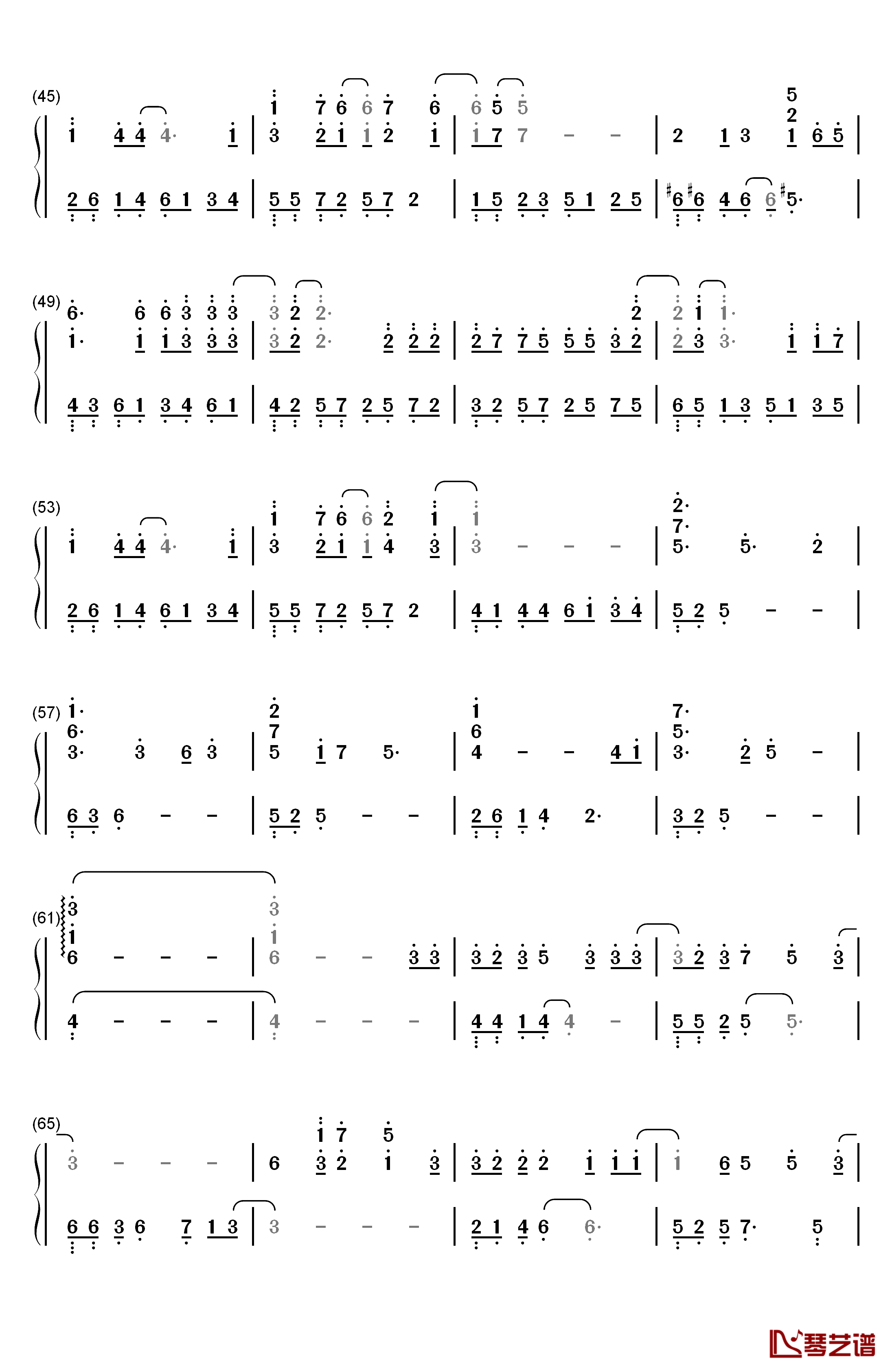 天份钢琴简谱-数字双手-薛之谦3