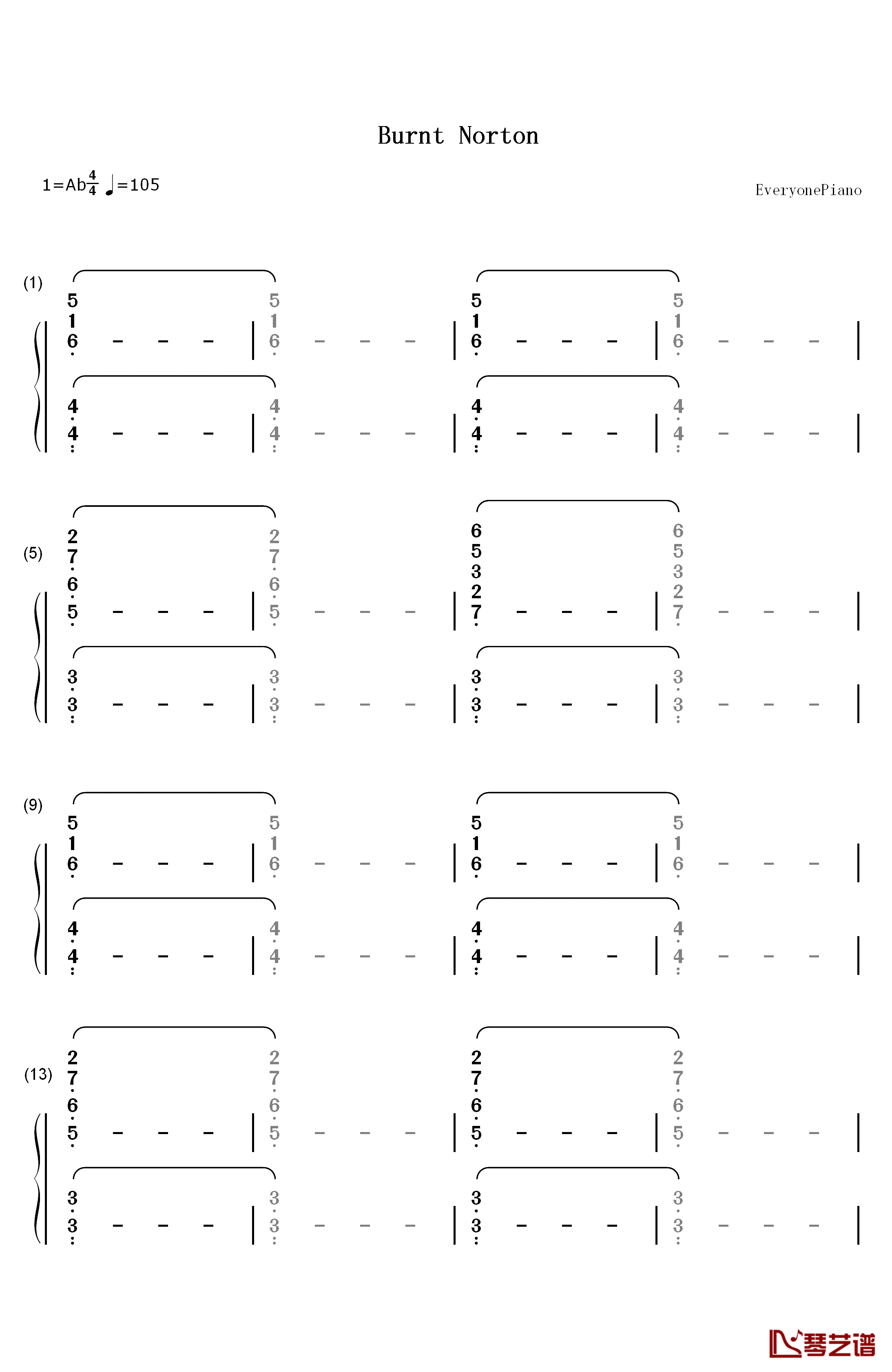 Burnt Norton钢琴简谱-数字双手-Lana Del Rey1