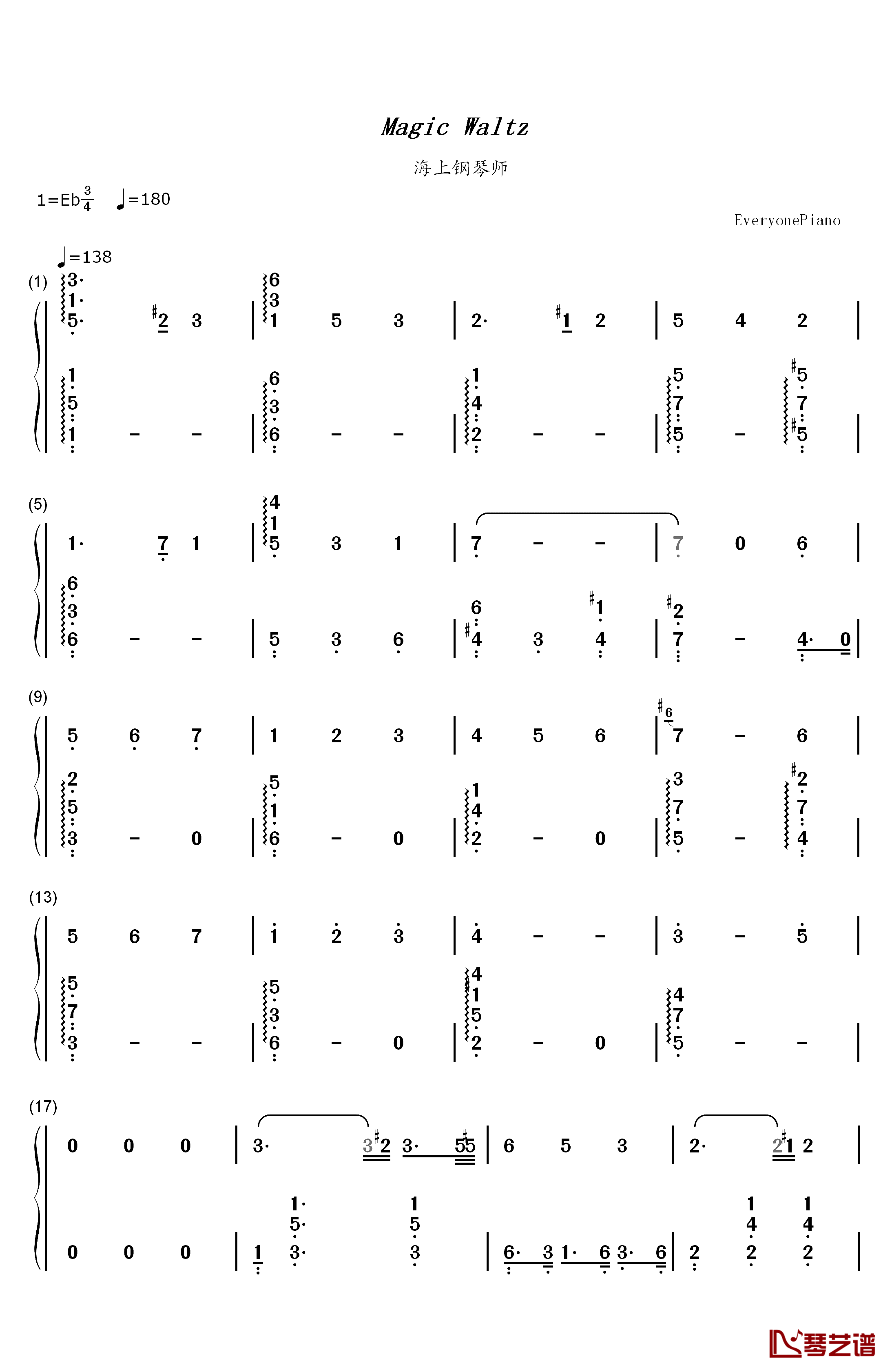 Magic Waltz钢琴简谱-数字双手-Amedeo Tommasi1