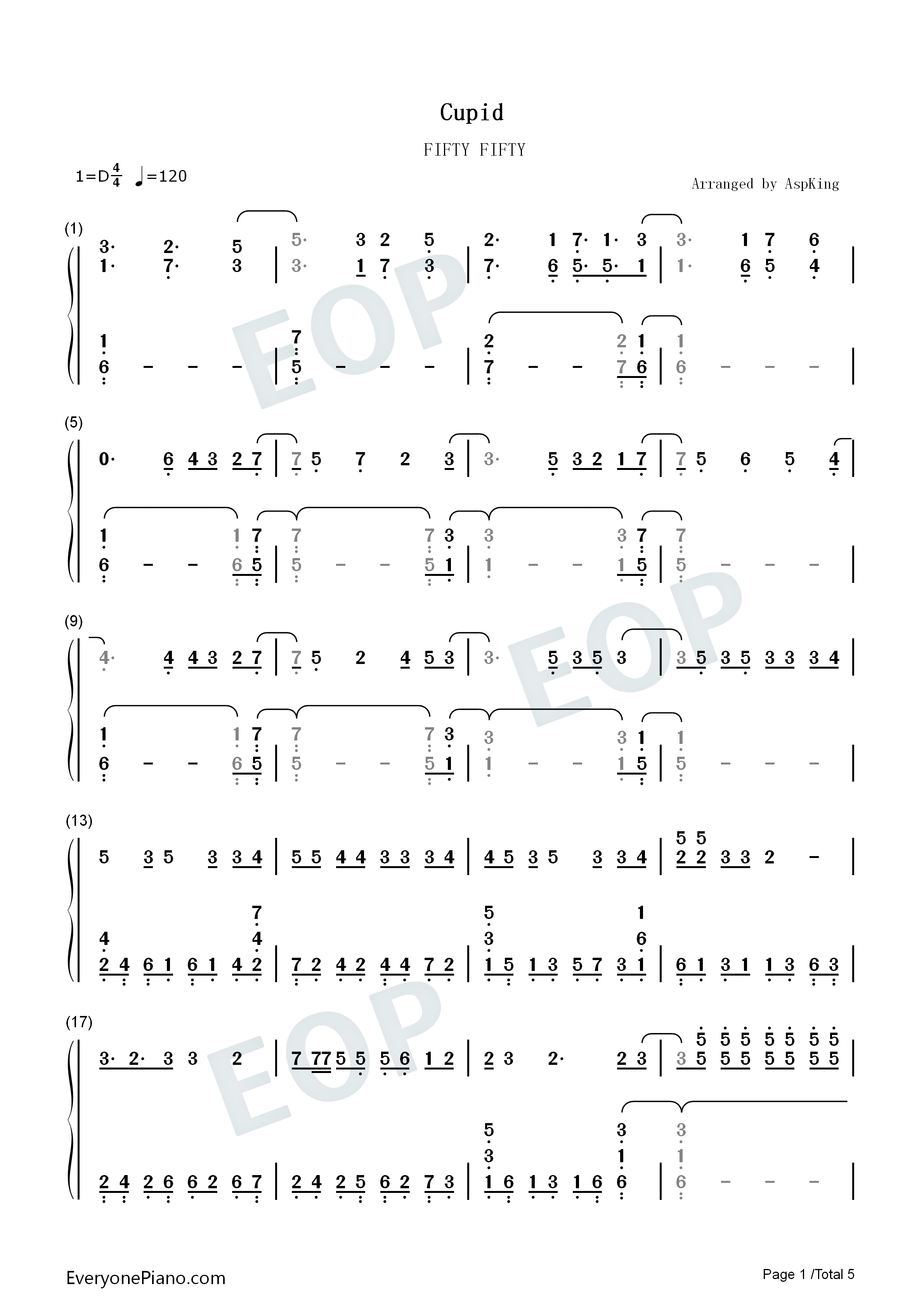 Cupid钢琴简谱-FIFTY FIFTY演唱1