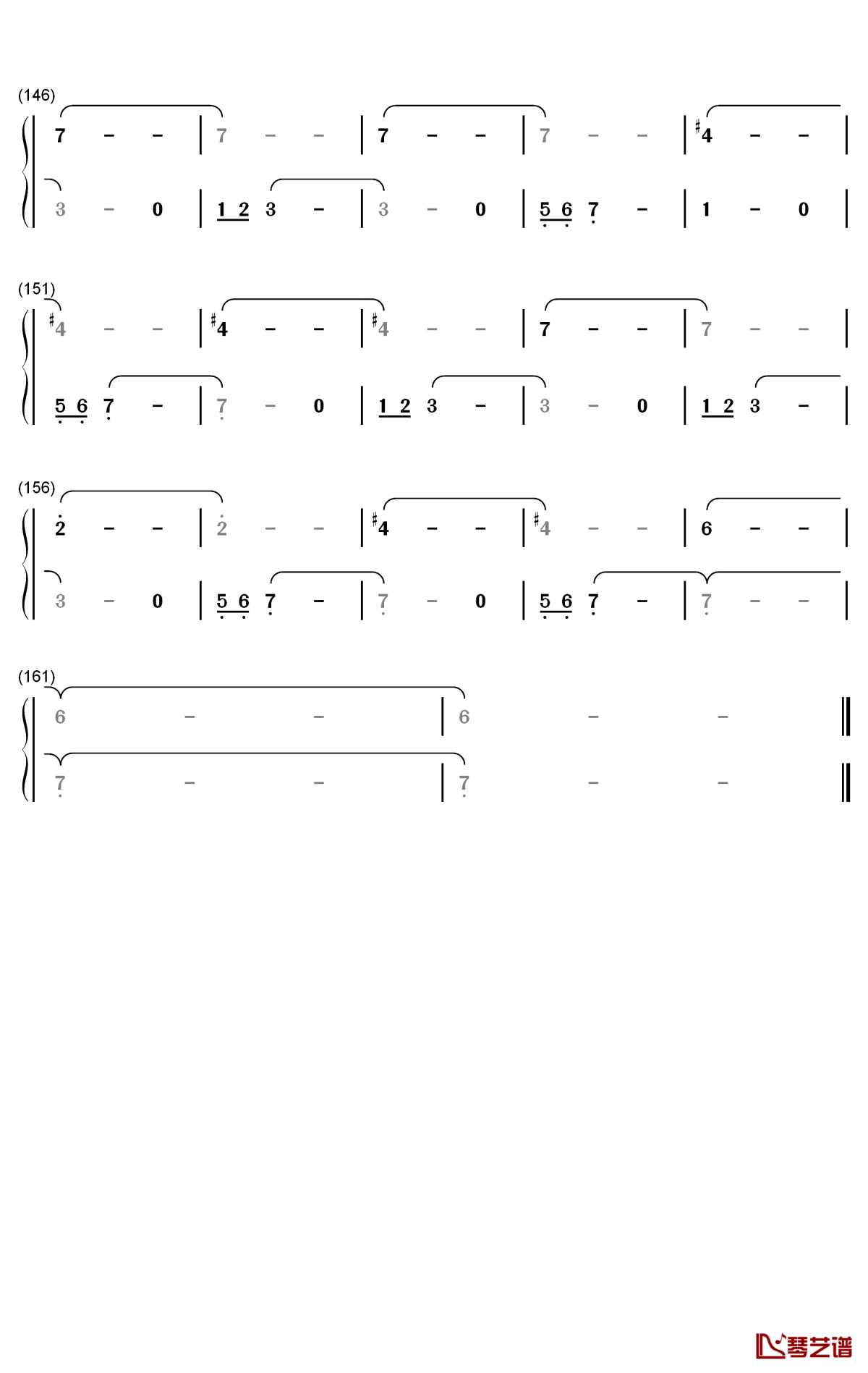 满足钢琴简谱-数字双手-肖战6