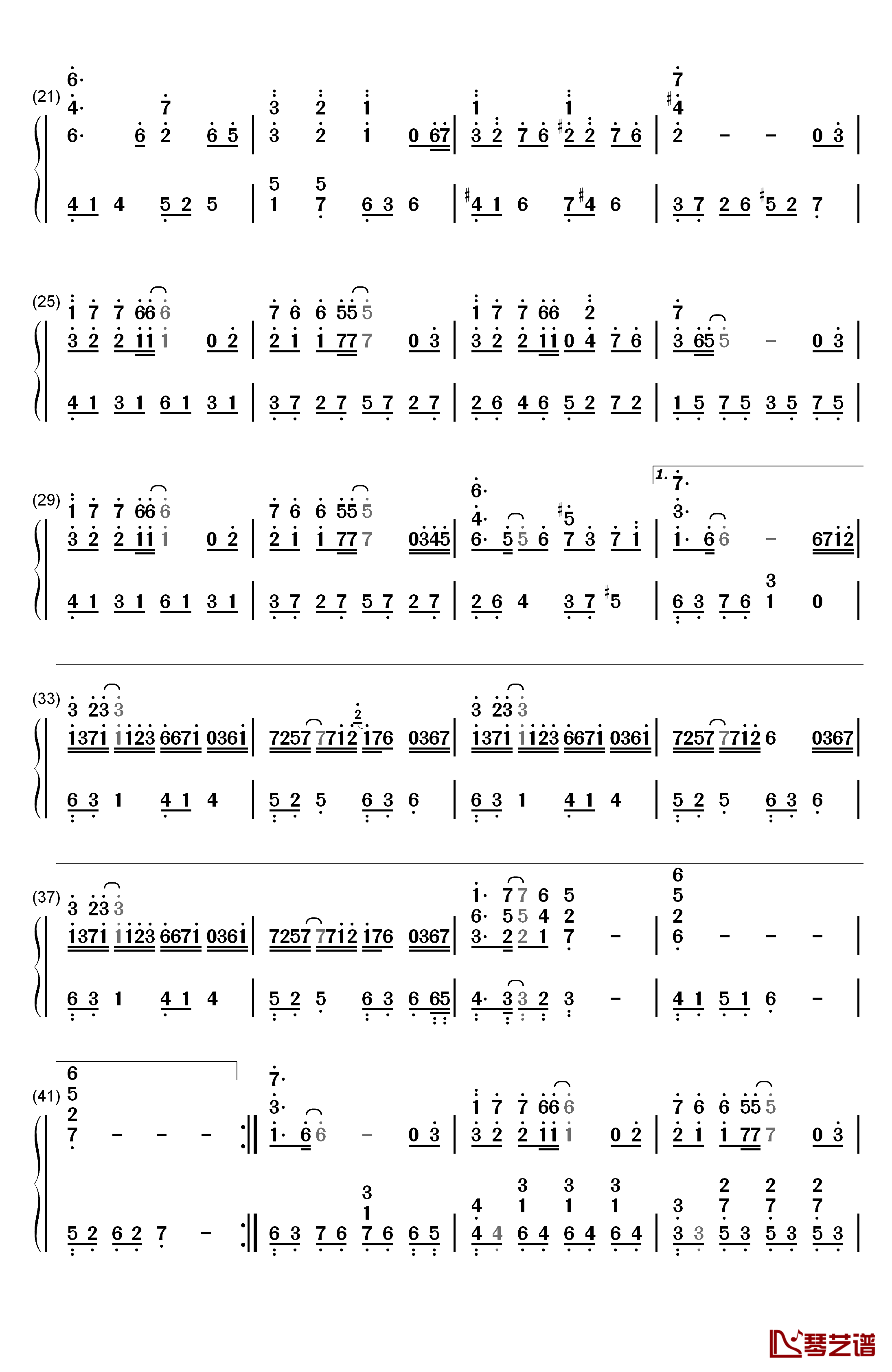 自分への手紙钢琴简谱-数字双手-西村由纪江  陈奕迅2