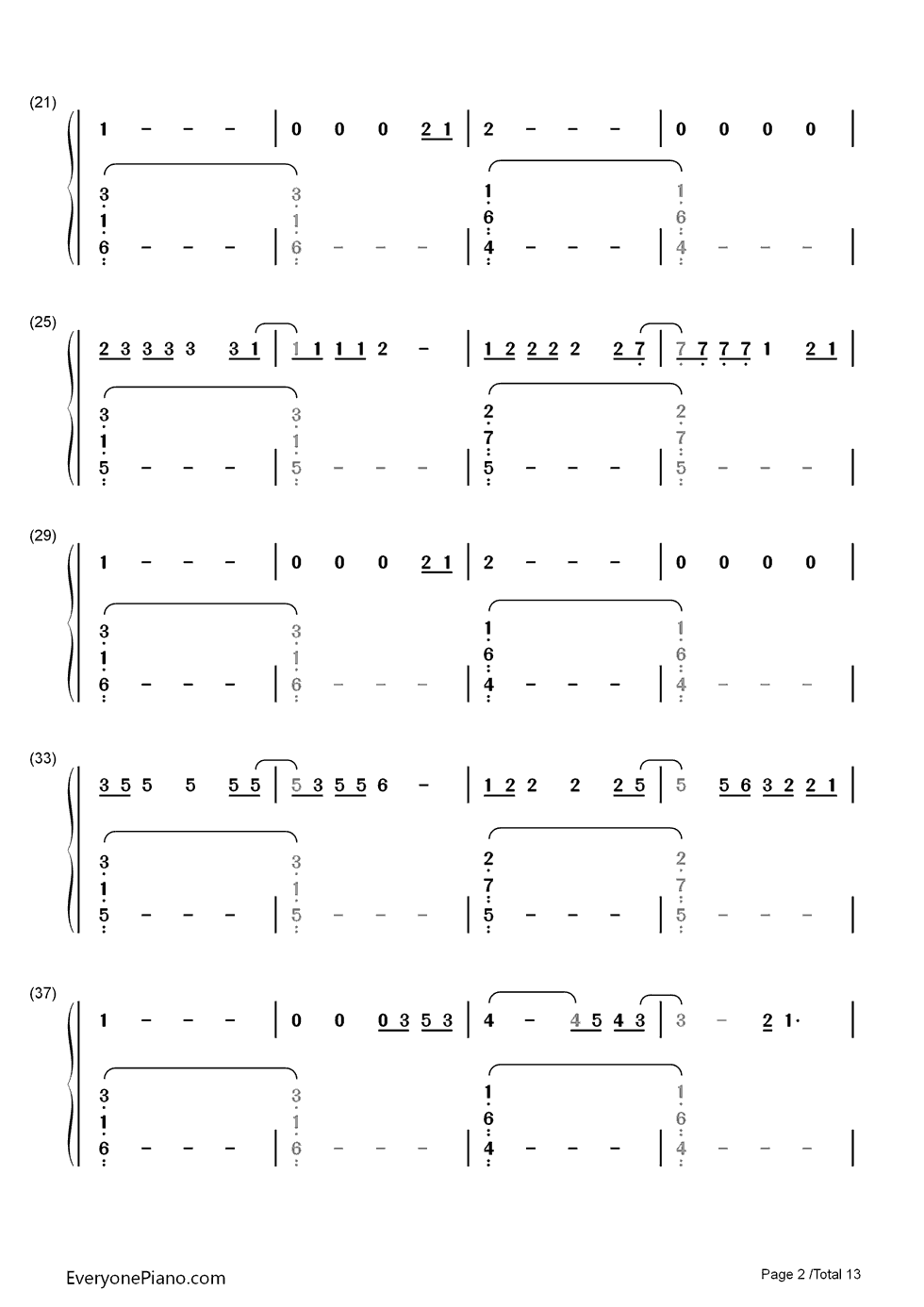 Up and Up钢琴简谱-数字双手-Coldplay2