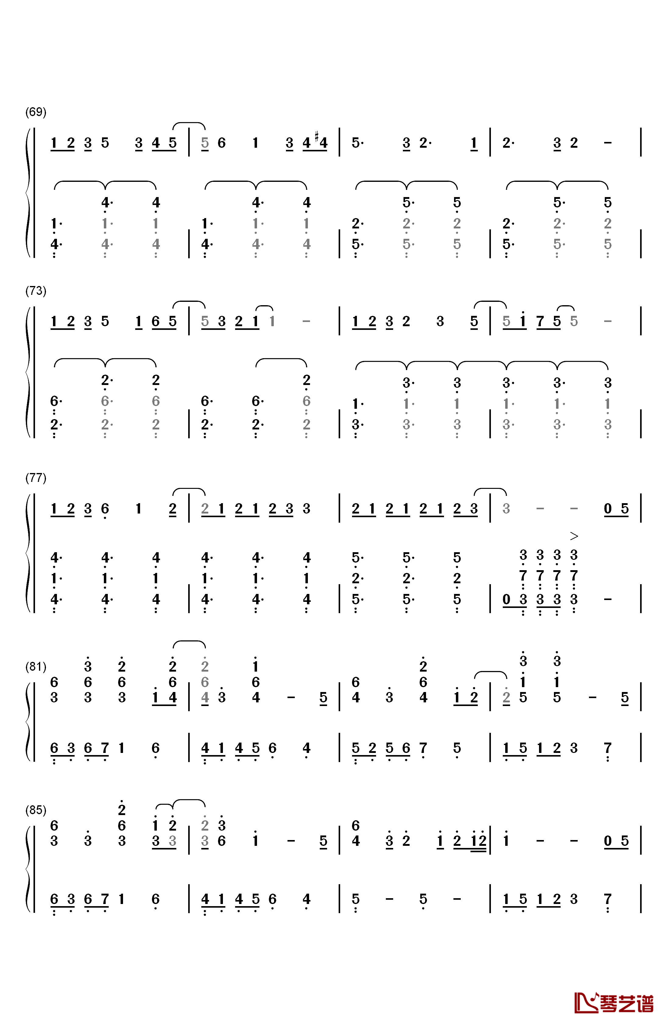 サマータイムレコード钢琴简谱-数字双手-IA4