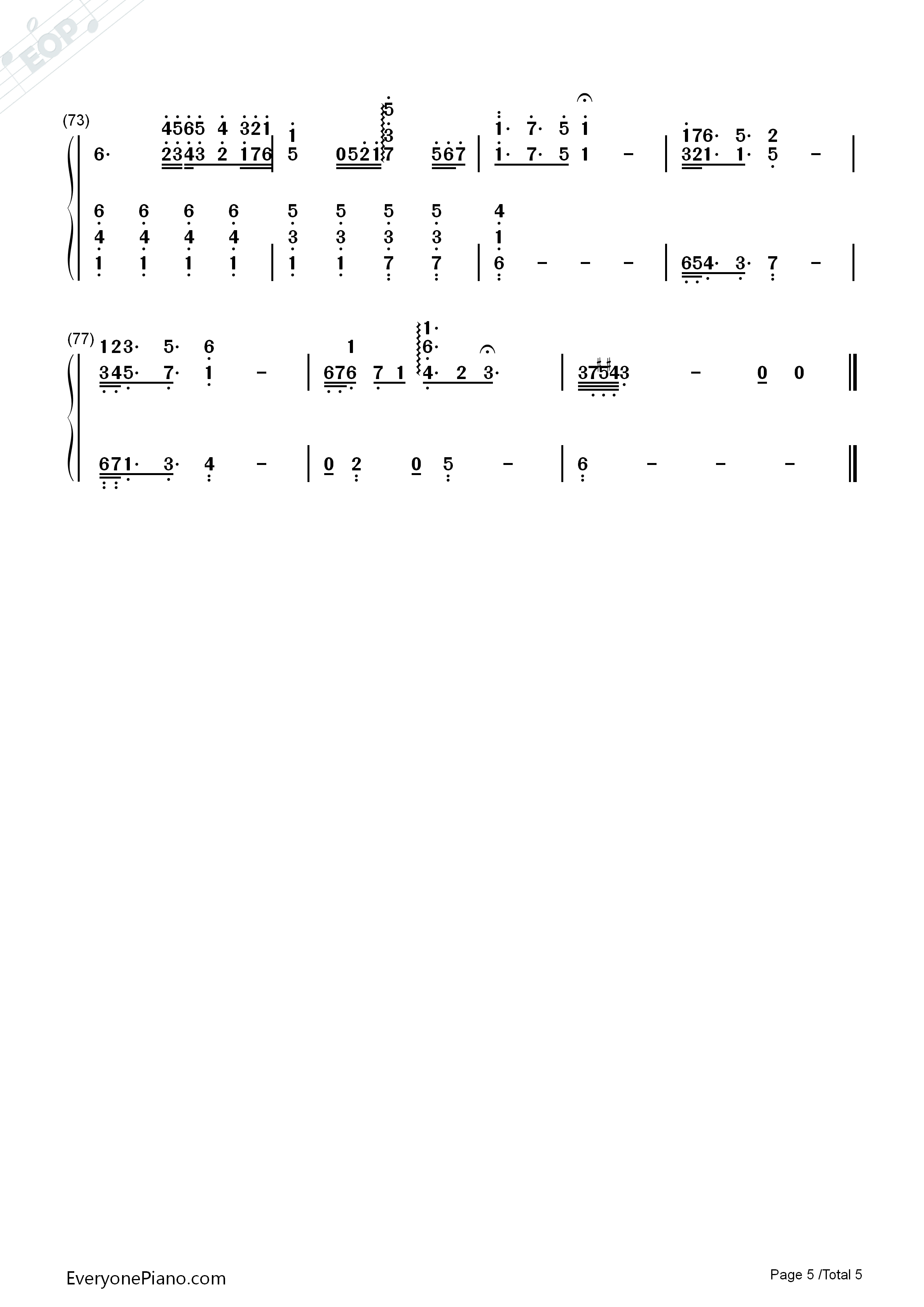 空の向こうに钢琴简谱-冈崎律子演唱5