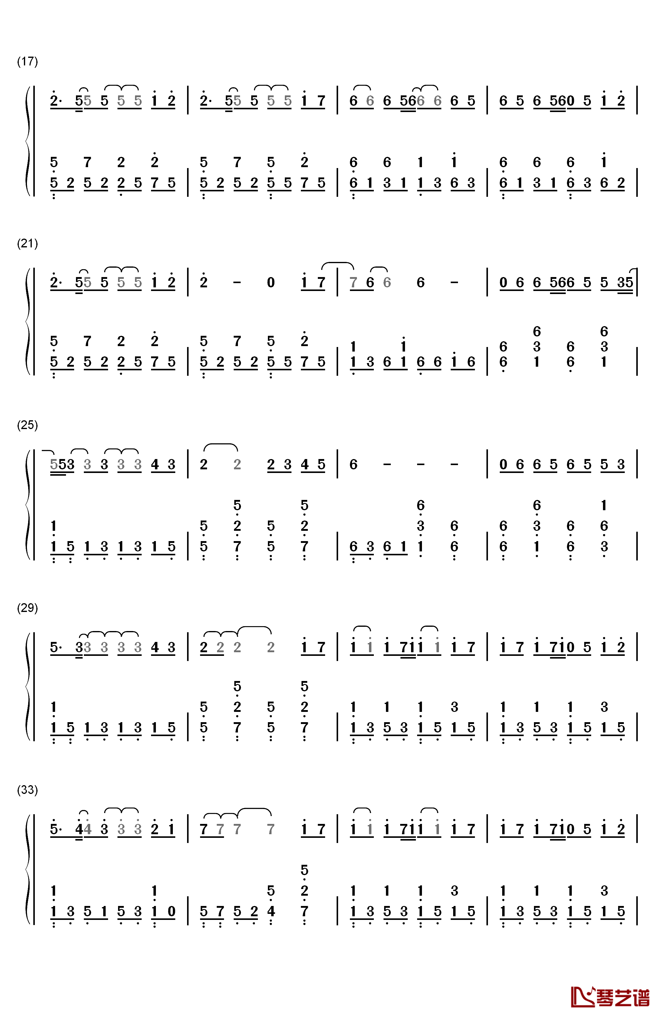 渴望光荣钢琴简谱-数字双手-谭伊哲2