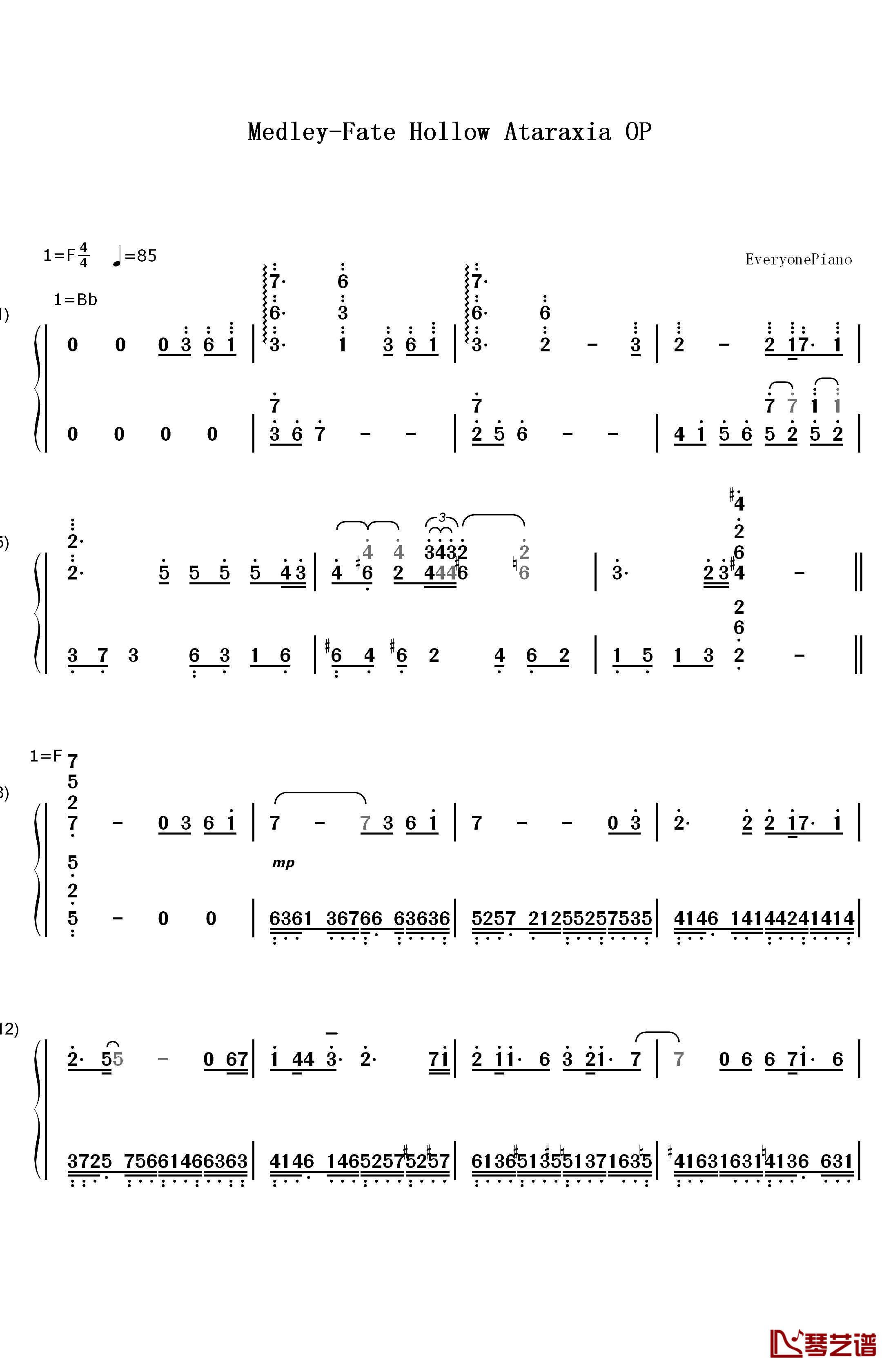 Medley钢琴简谱-数字双手-Aimer1