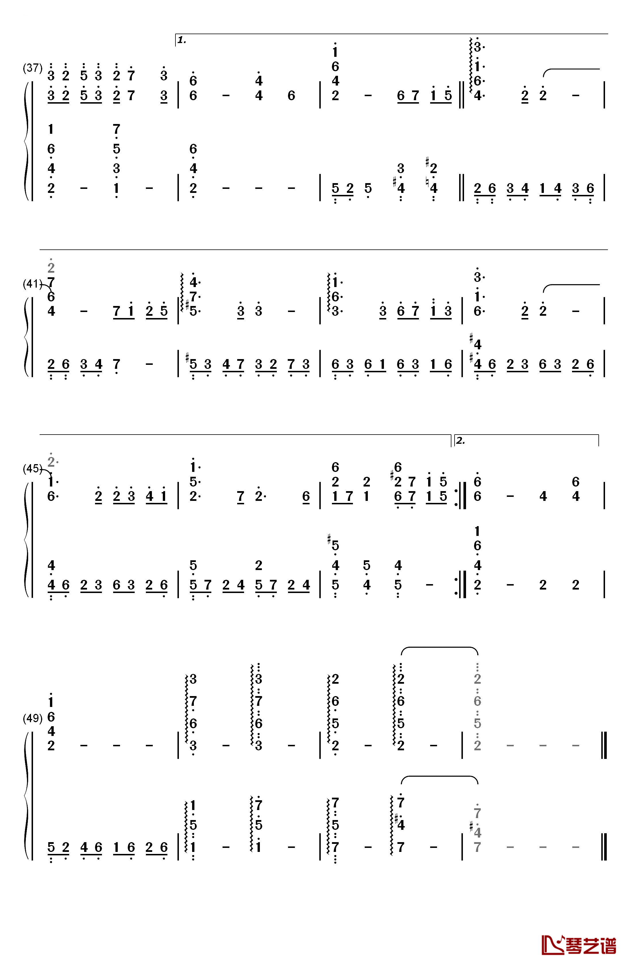 Nostalgia钢琴简谱-数字双手-久石让3