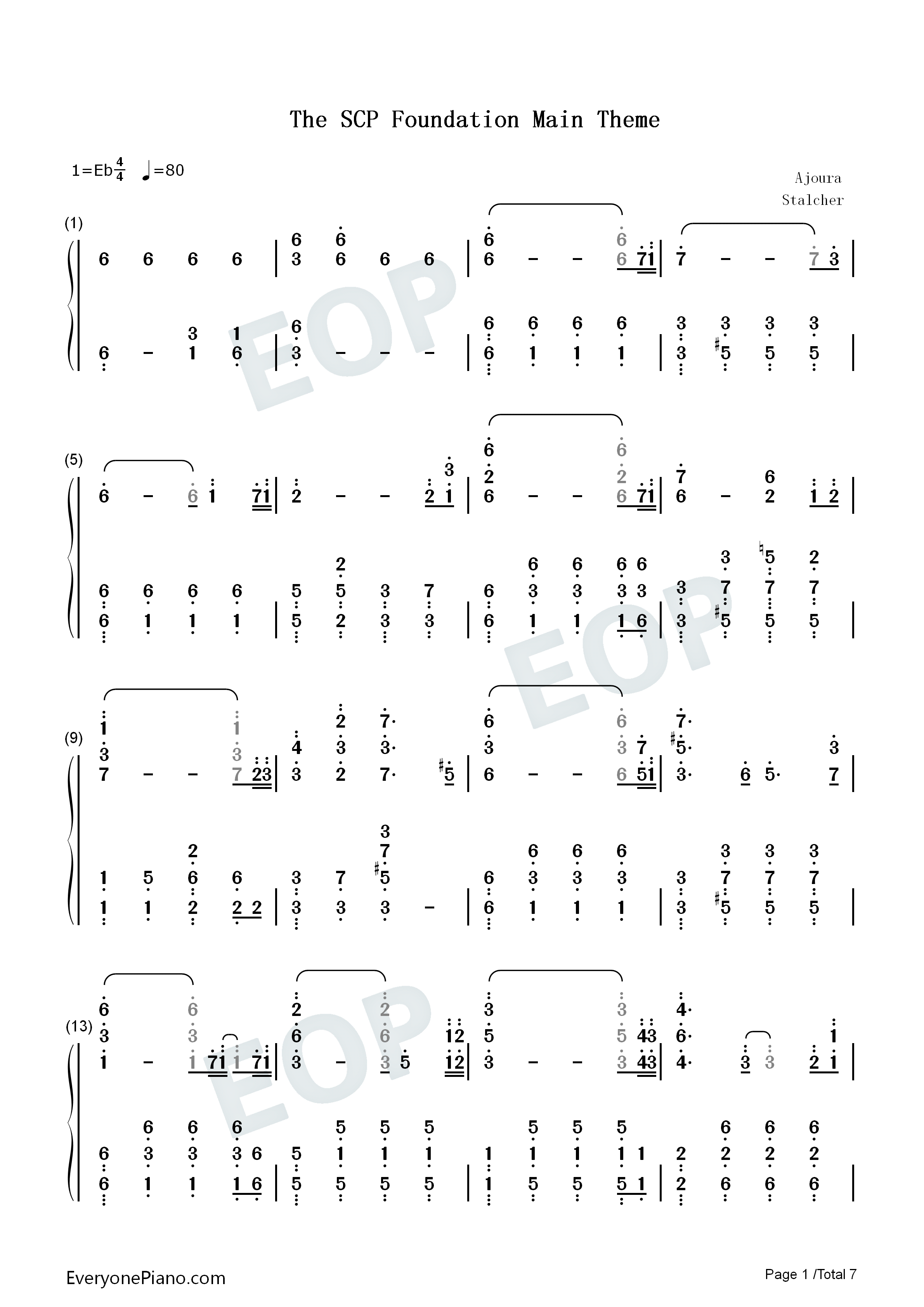 The SCP Foundation Main Theme钢琴简谱-Ajoura演唱1