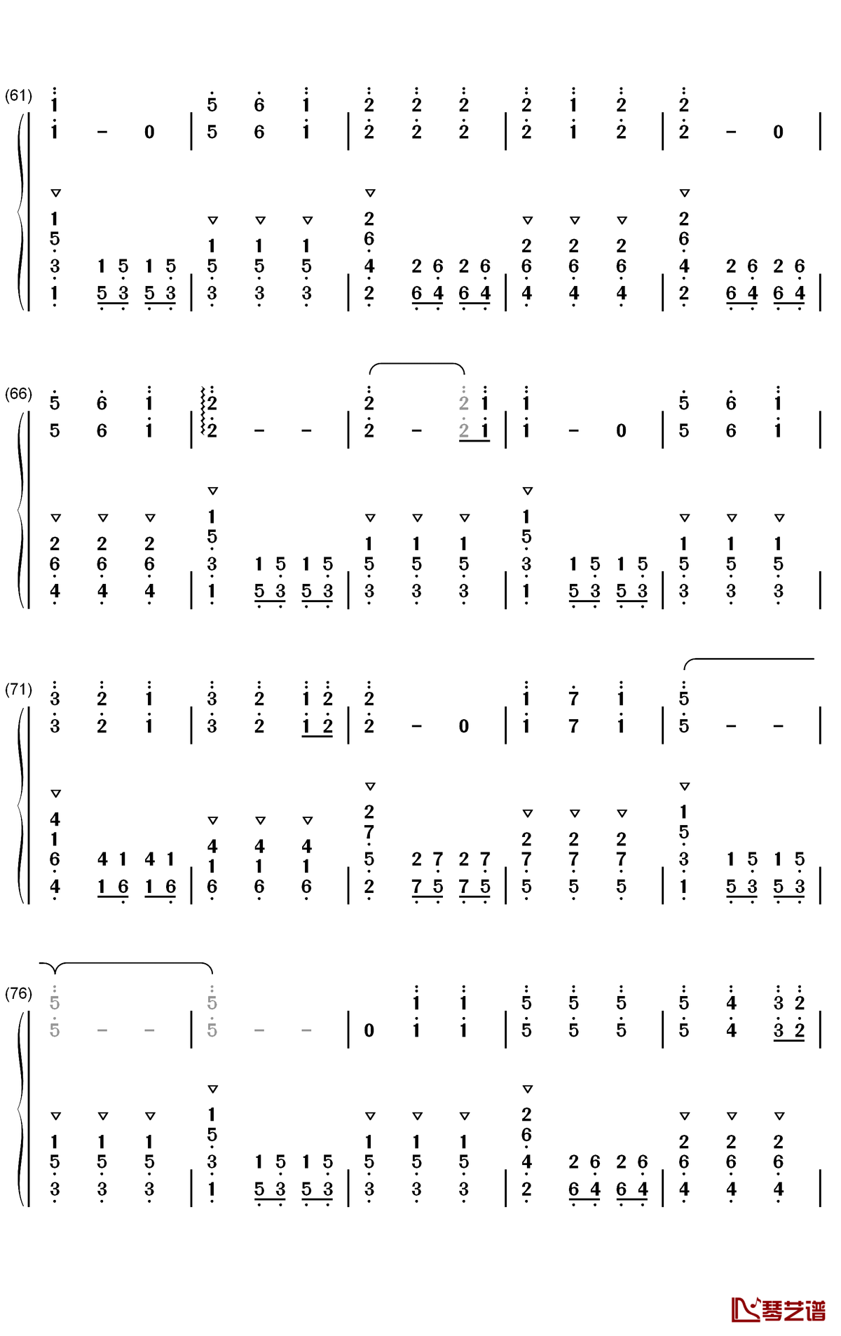 粉色闪电钢琴简谱-数字双手-R1SE4