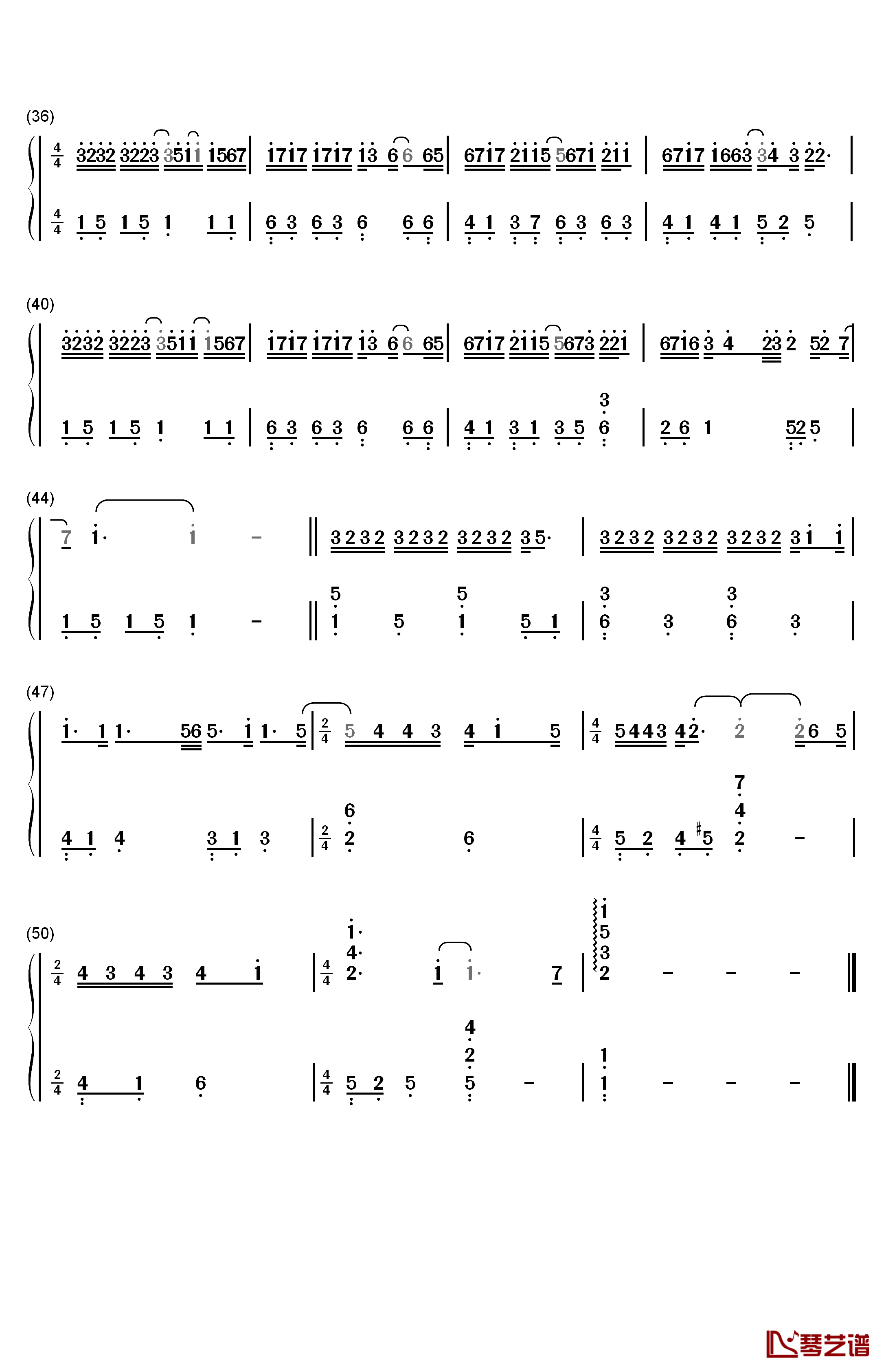 手放开钢琴简谱-数字双手-李圣杰3