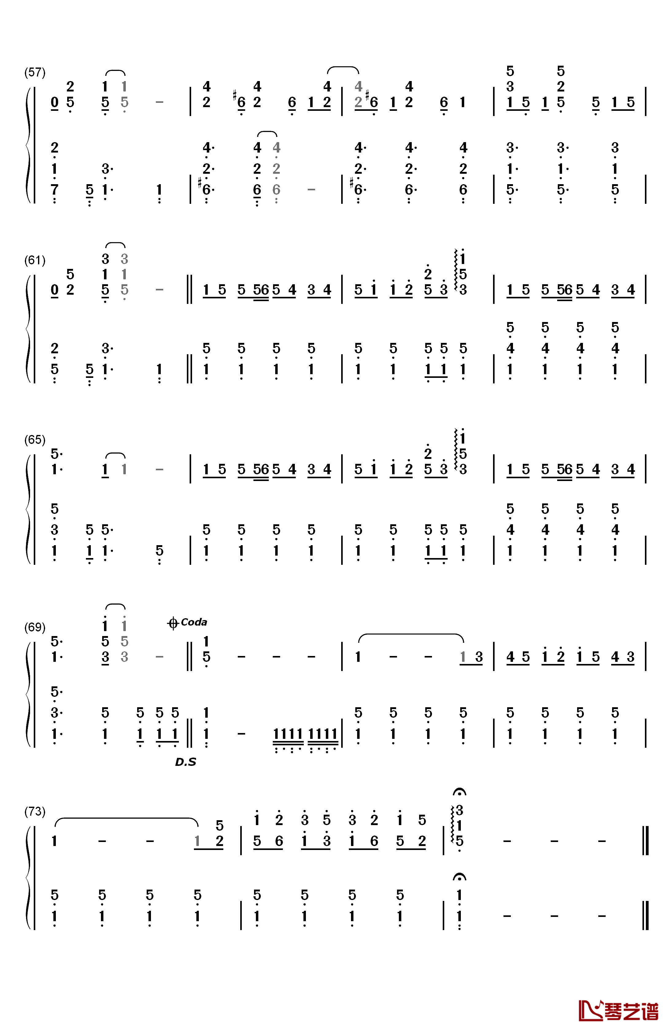 Together钢琴简谱-数字双手-秋好文惠4