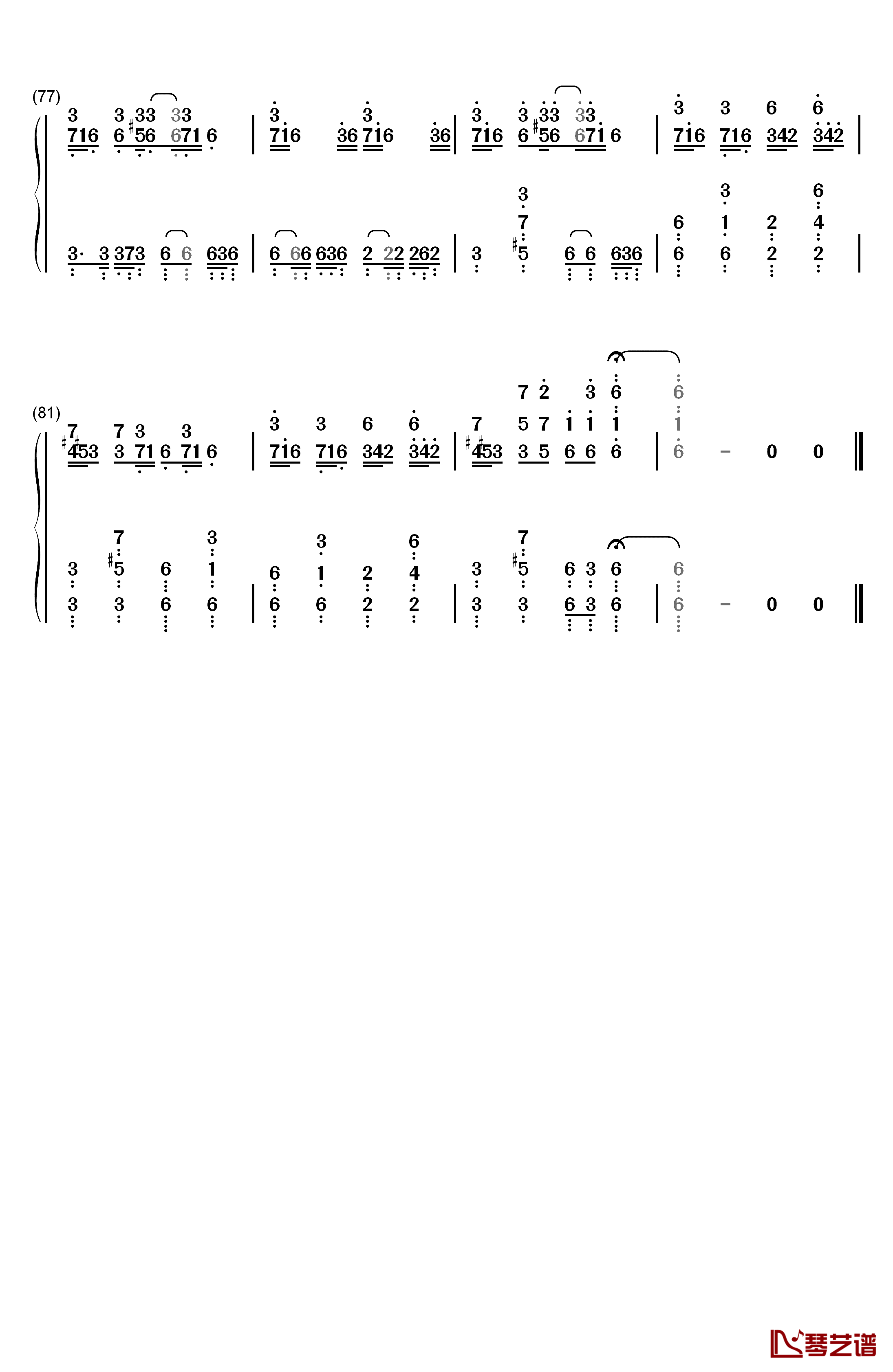 克罗地亚狂想曲钢琴简谱-数字双手-马克西姆5