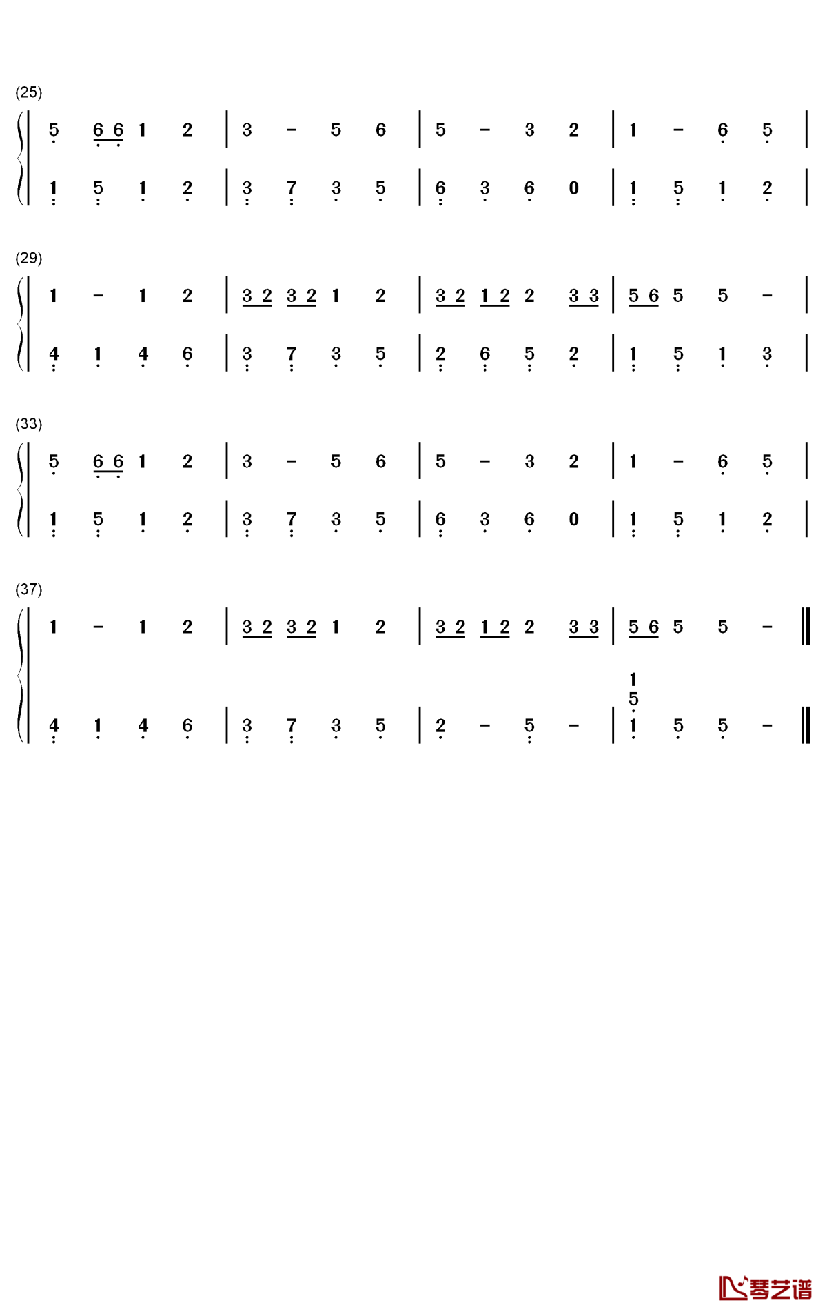 桃花笑钢琴简谱 - 数字双手-洛天依 言和 乐正绫2