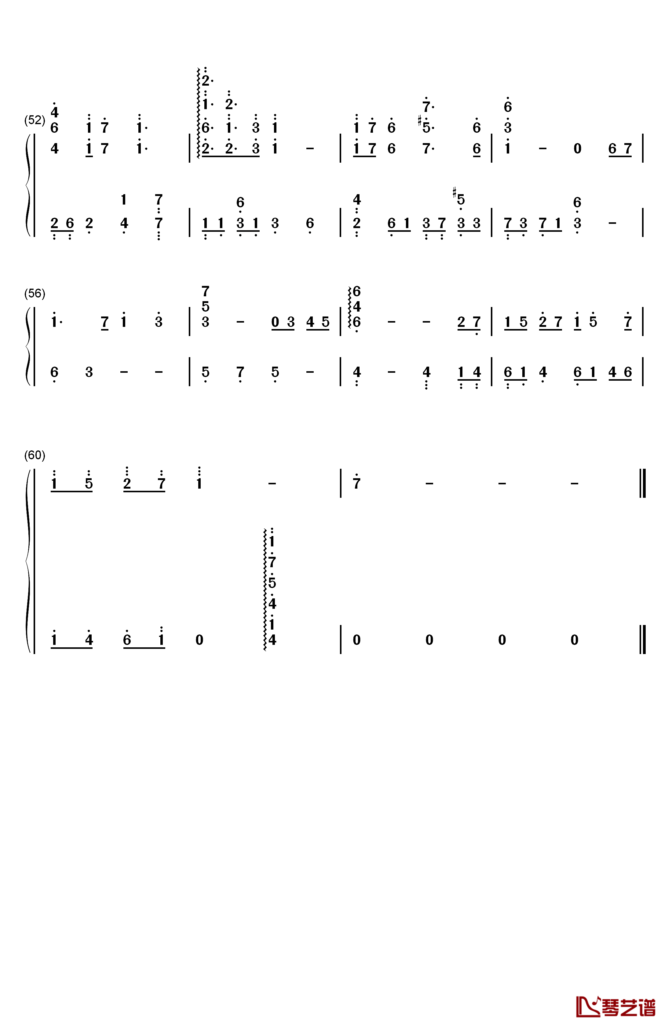 天空之城钢琴简谱-数字双手-久石让4