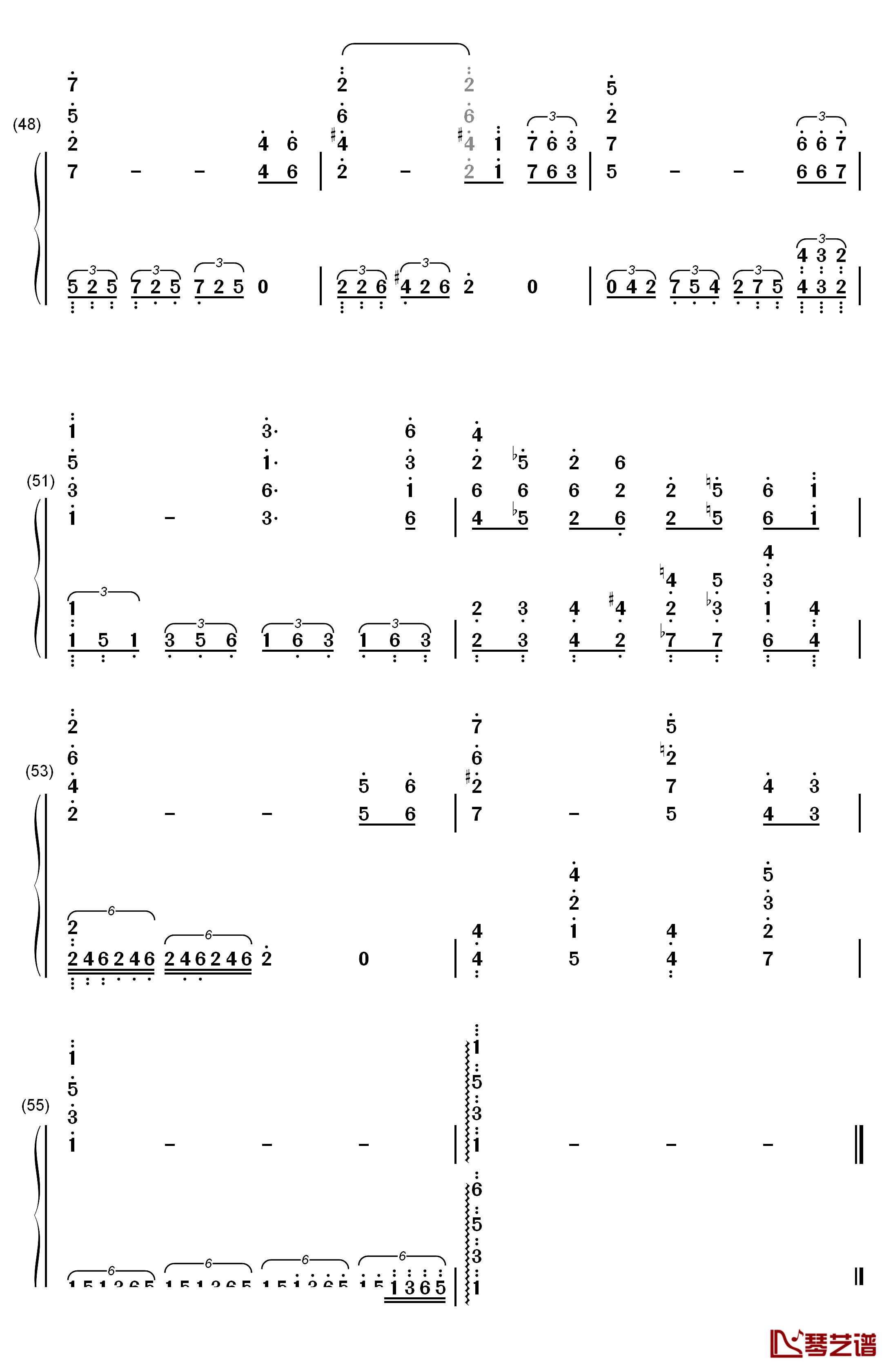 我爱你中国钢琴简谱-数字双手-叶佩英6