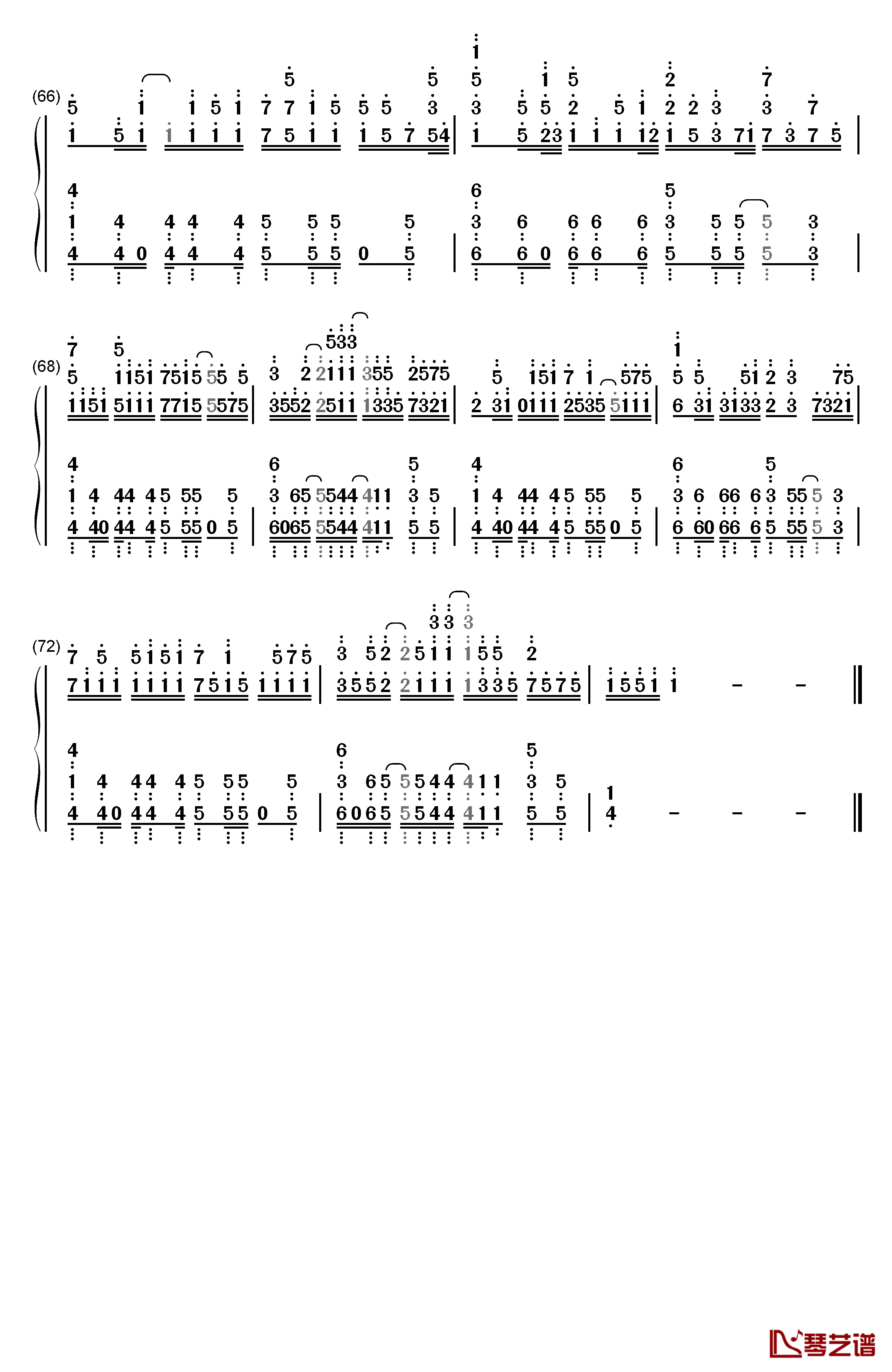 ふわふわ♪钢琴简谱-数字双手-牧野由依5