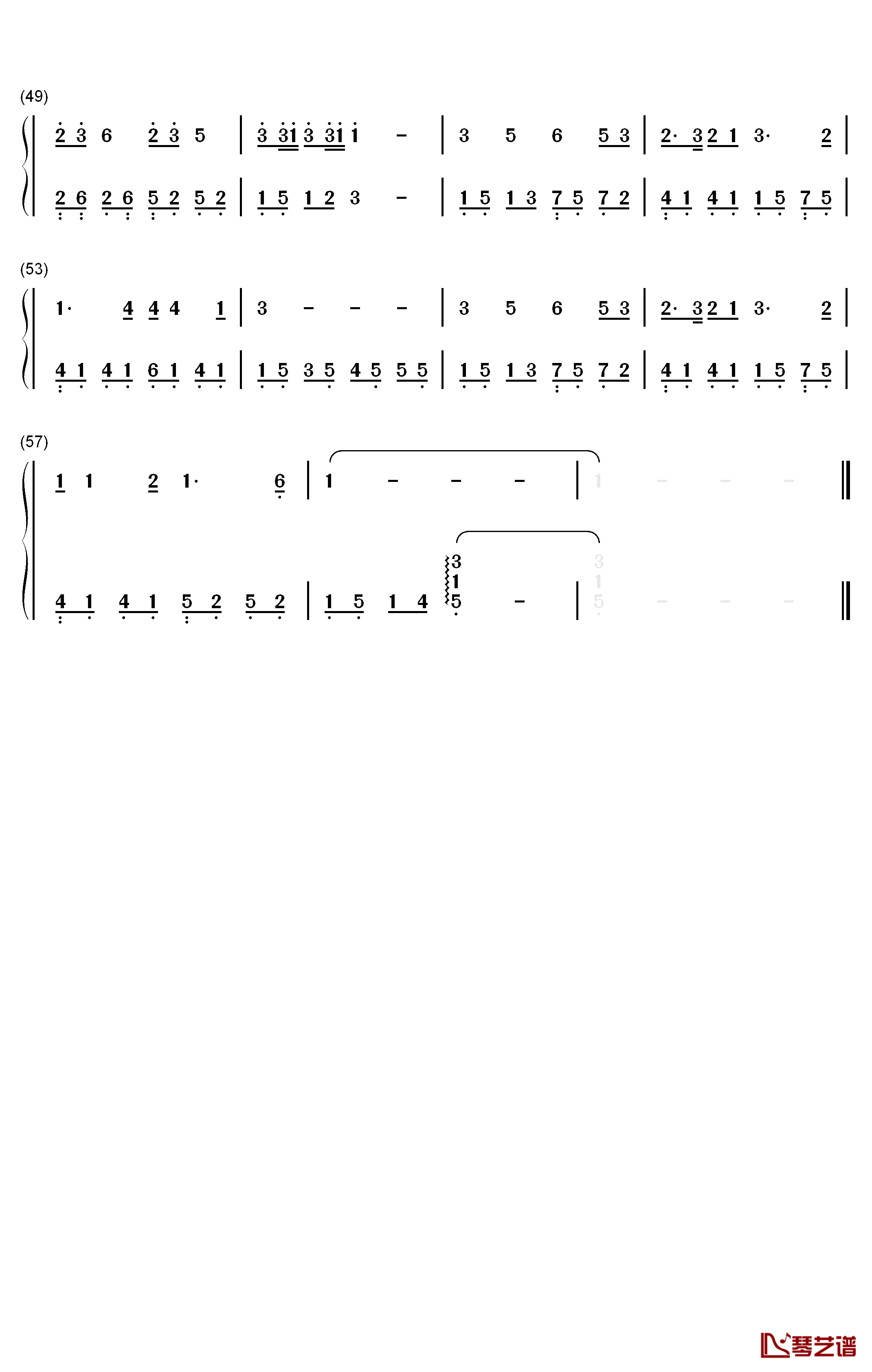 不再流浪钢琴简谱-数字双手-周深3