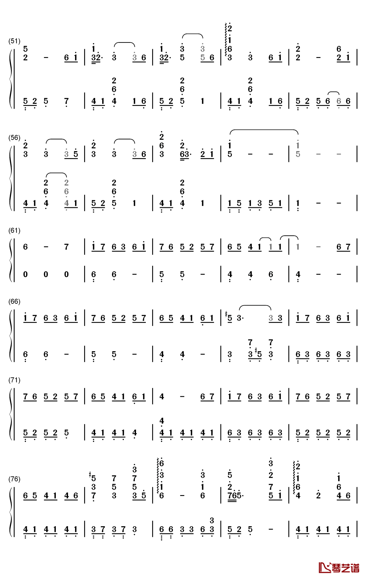 太空钢琴简谱-数字双手-吴青峰3