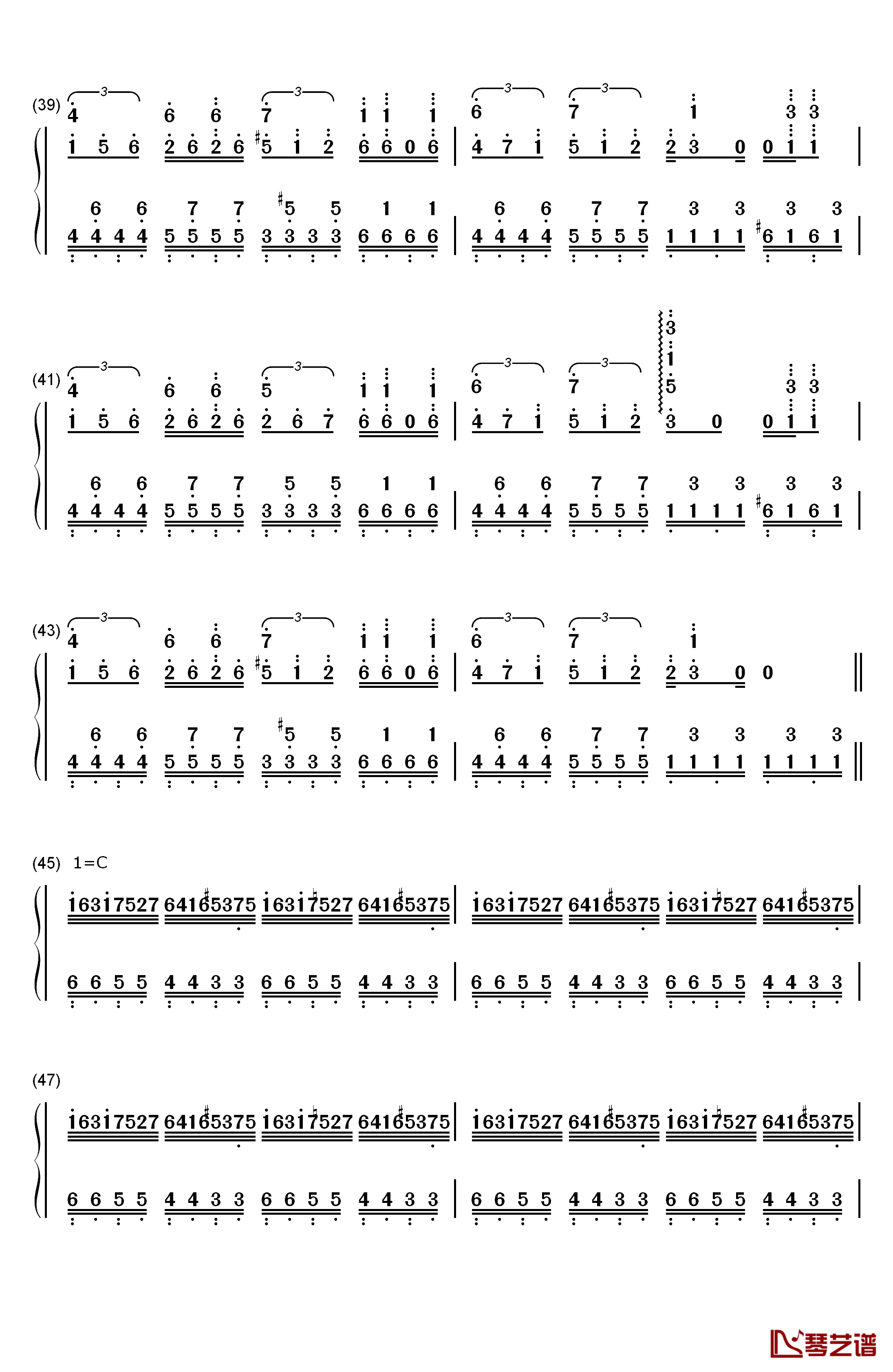 ネイティブフェイス钢琴简谱-数字双手-东方Project5