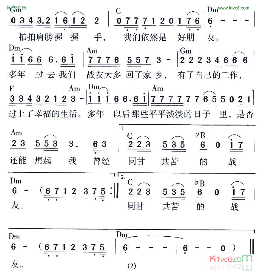 战友高歌词曲简谱1