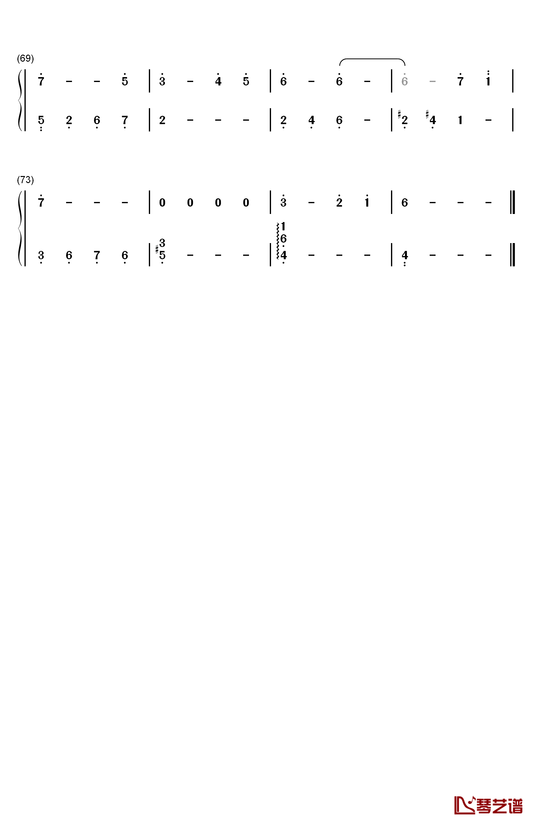 慕情钢琴简谱-数字双手-和田熏4