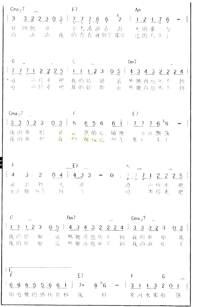 石头爱简谱-唐磊演唱1