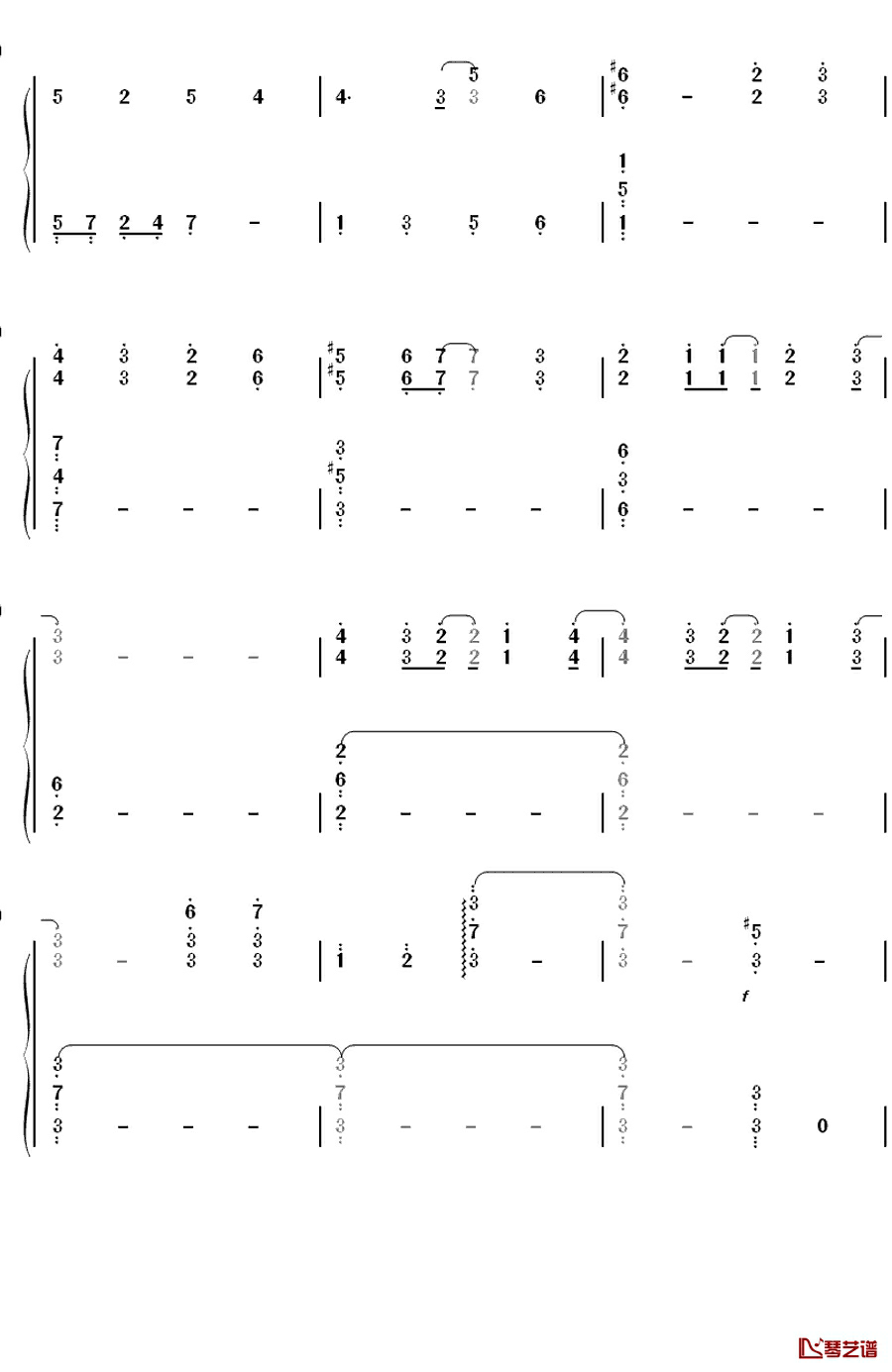 美しい稲妻钢琴简谱-数字双手-SKE487