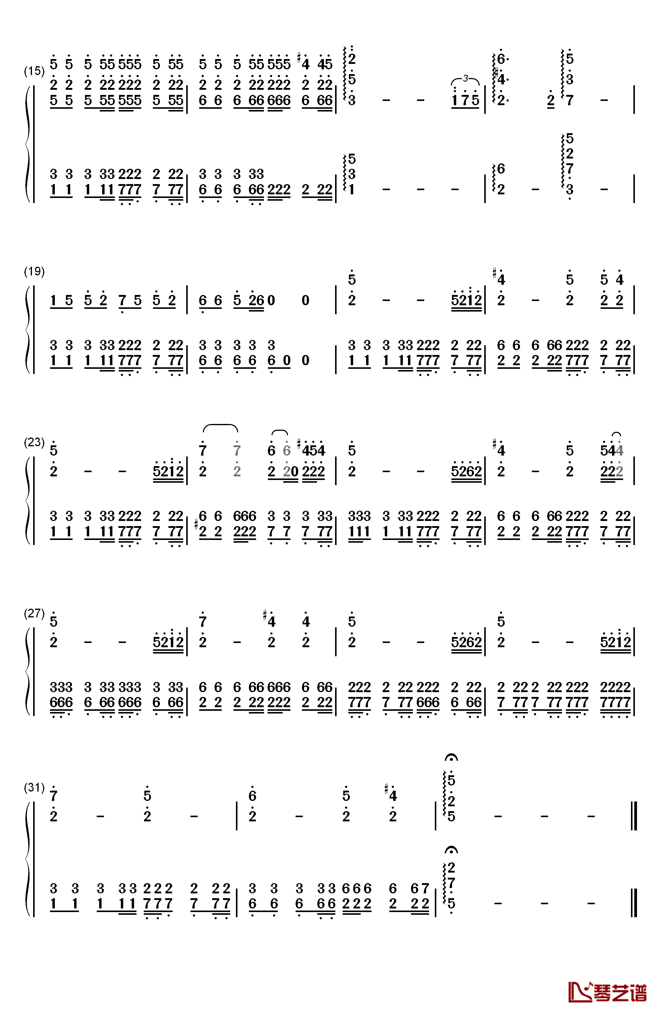 月花钢琴简谱-数字双手-nano.RIPE2