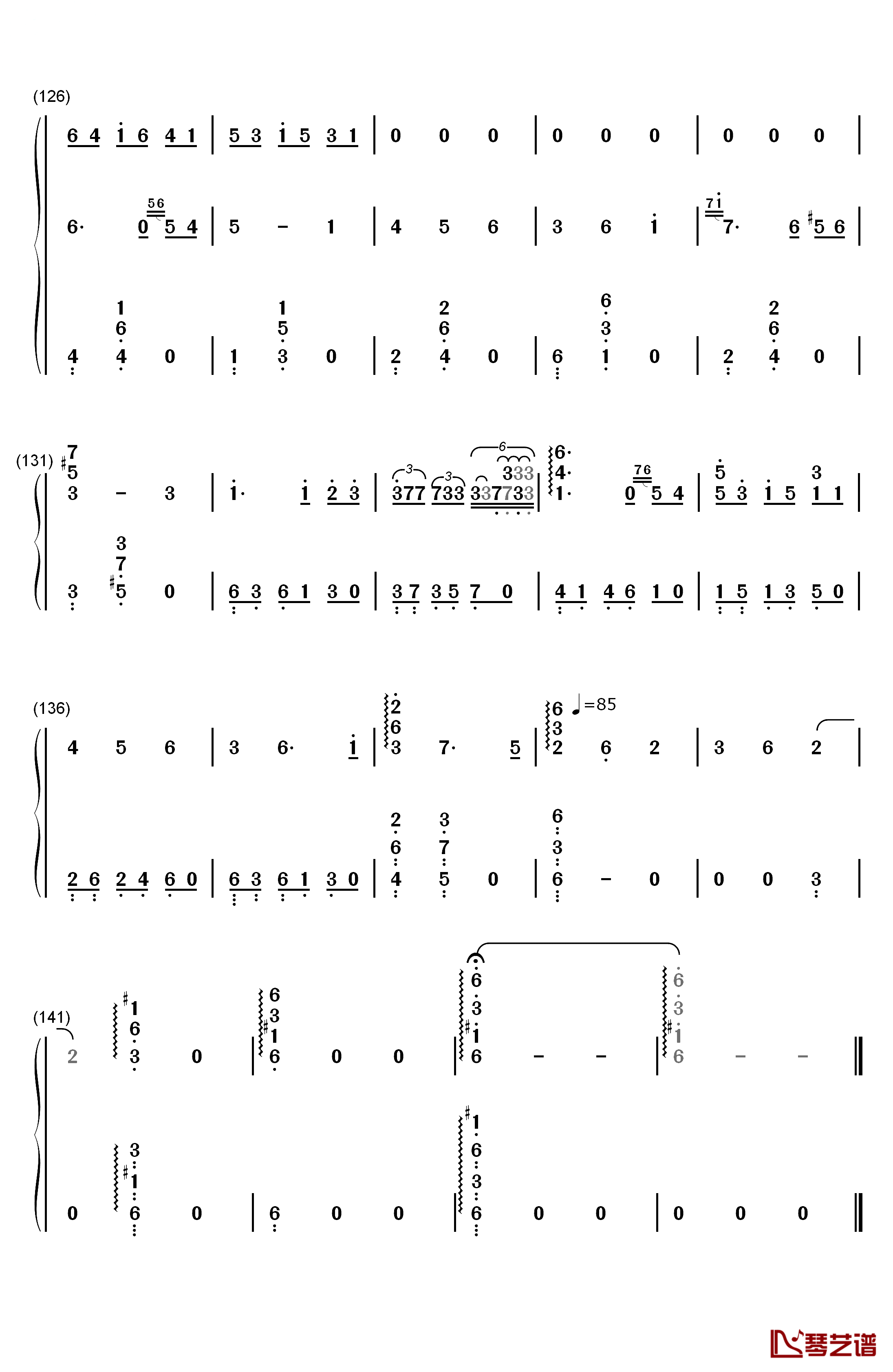 别了夏天钢琴简谱-数字双手-手嶌葵7