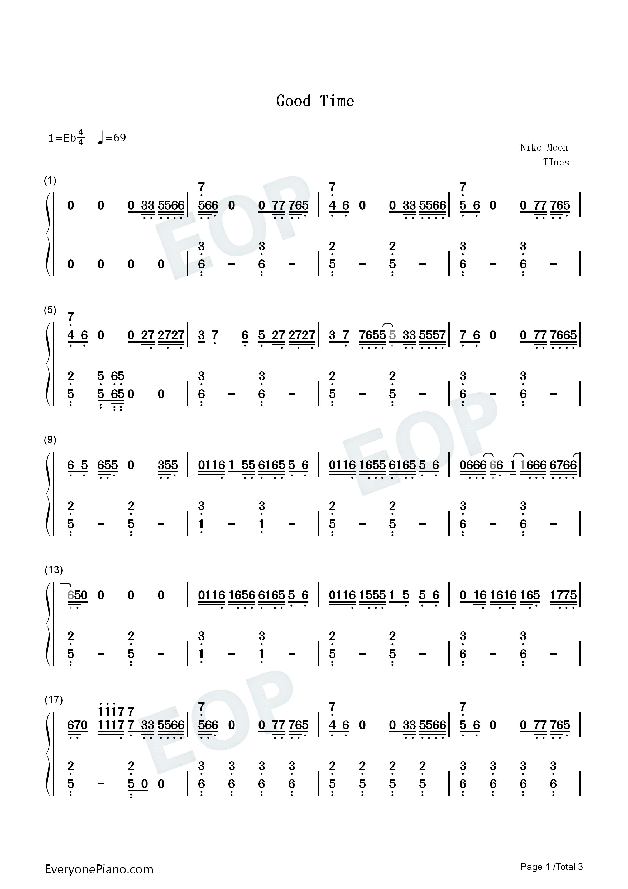 Good Time钢琴简谱-Niko Moon演唱1